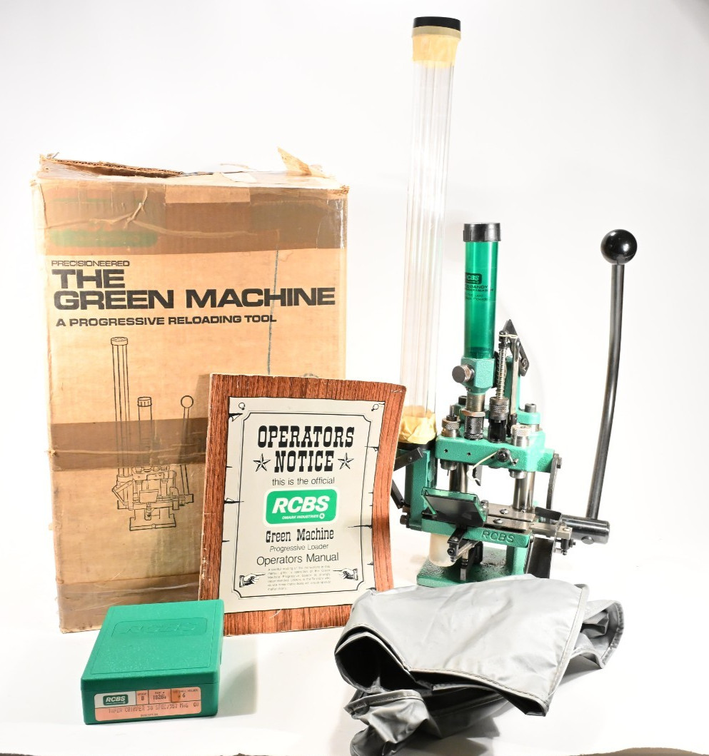 RCBS GREEN MACHINE PROGRESSIVE PRESS FOR 38 SPECIAL/357 MAGNUM W/ EXTRAS