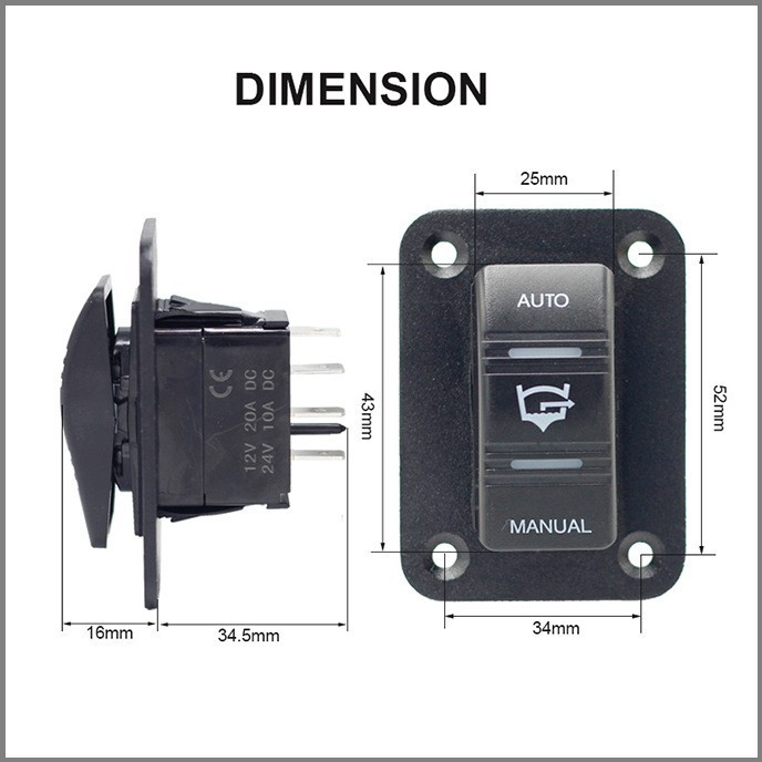 Indicator Lights Wiper Switch Panel Black Finish Sturdy Aluminum Alloy