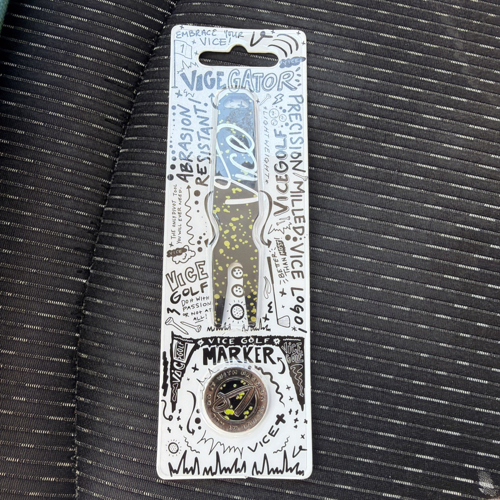 Golf Vice Gator Divot Tool Ball Marker Drip Lime Confetti G7 New in Package
