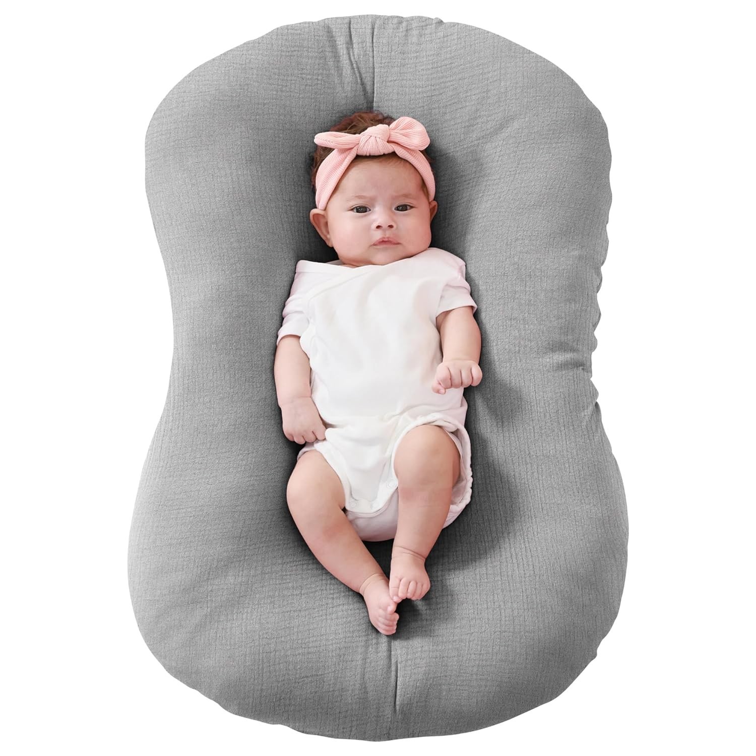 Muslin Baby Lounger Cover Compatible with Snuggle Me Lounger, Infant Lounger ...