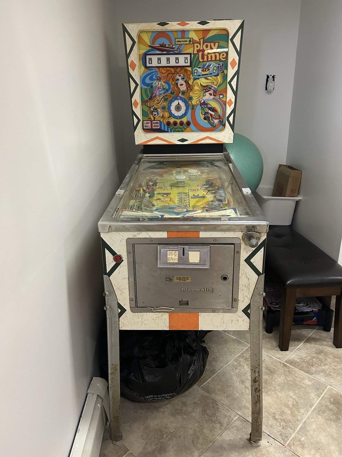 Vintage 1973 Playmatic “Play Time” Pinball Machine – Powers On – Project/Repair