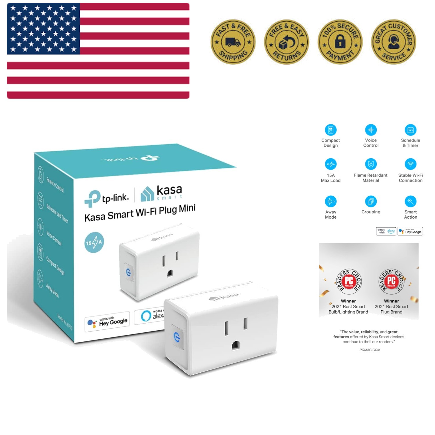 Plug Ultra Mini 15A, Smart Home Wi-Fi Outlet Works with Alexa, Google Home & ...