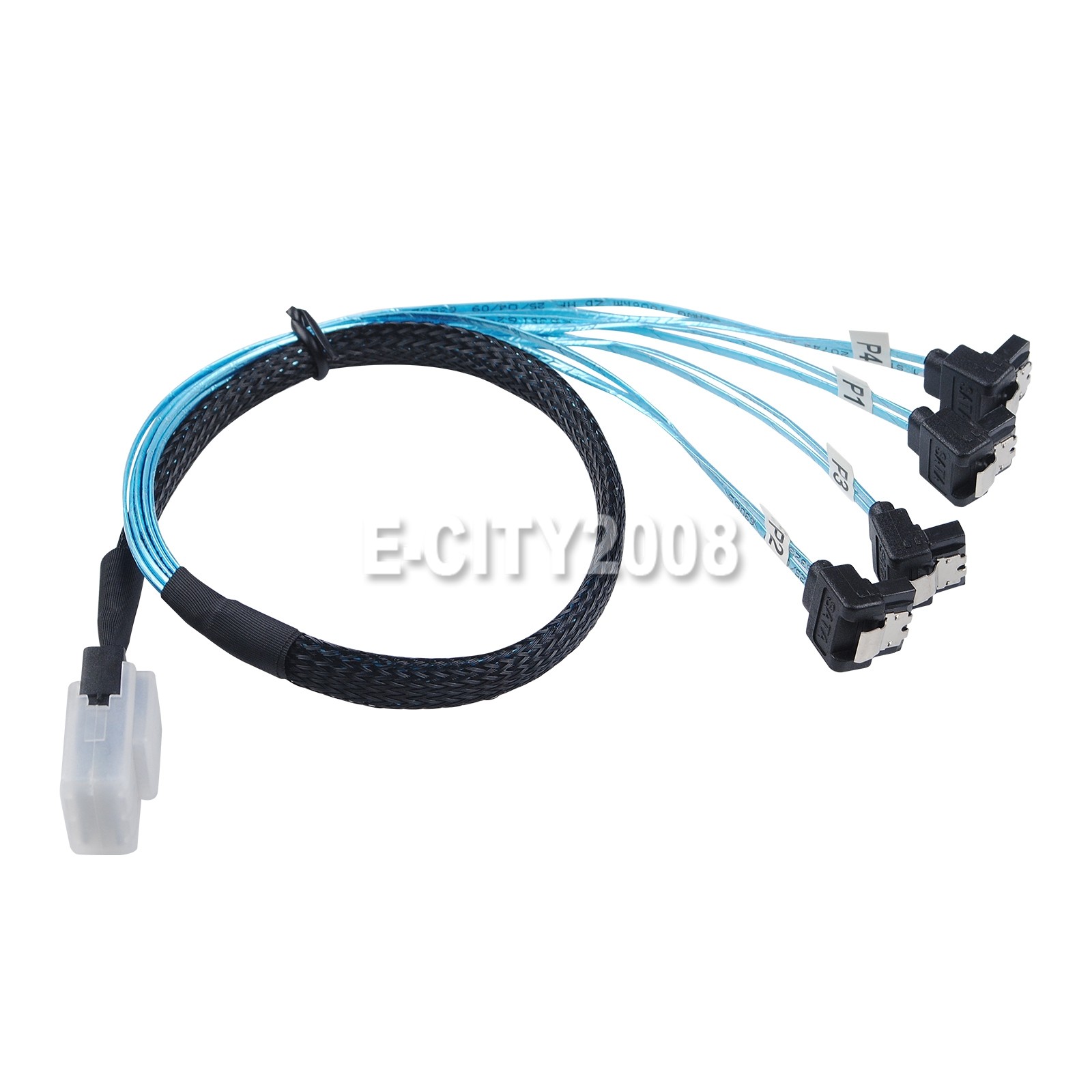 Mini SAS to 90° 4 SATA SFF-8087 Multi-Lane Forward Breakout Splitter Cable