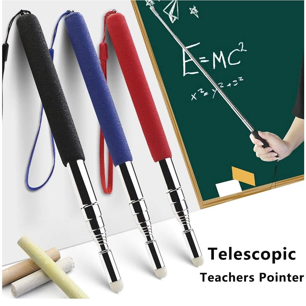 VOVIGGOL Telescopic Teacher Pointer Stick with Hand Lanyard, Teaching Black