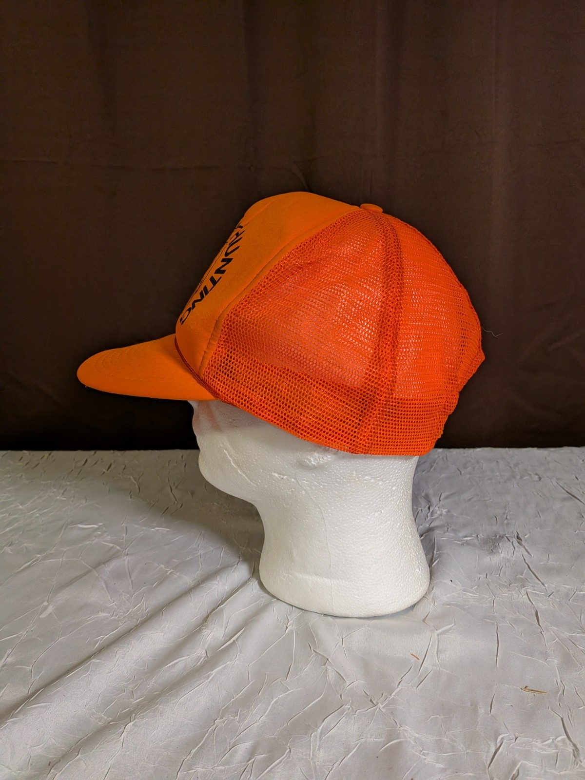 Vintage 80s Funny Hunting Hat Mens Trucker Snapback Cap Orange Hunter Deer