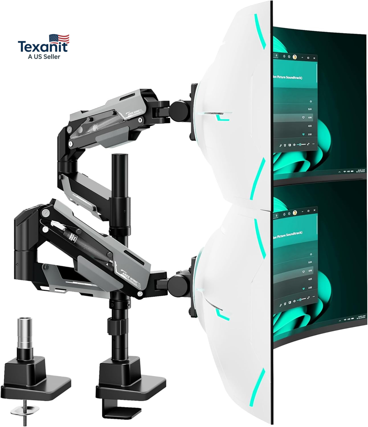 Vertical Dual Monitor Mount - 24-57" Aluminum Heavy Duty Monitor Arms for 2 Moni