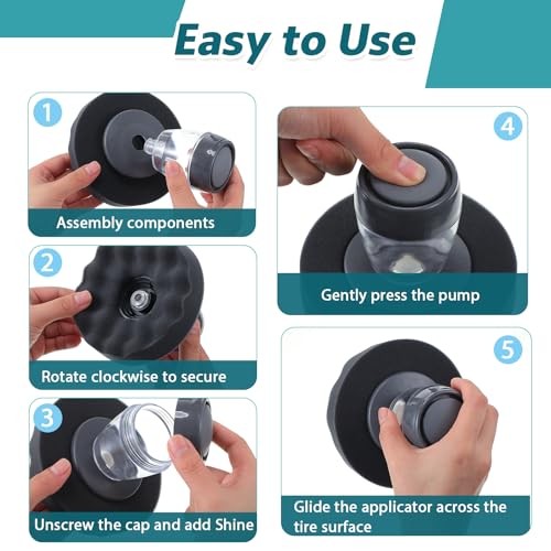 Pack Large Tire Shine Applicator Reusable, Tire Dressing Cleaner Applicator 1