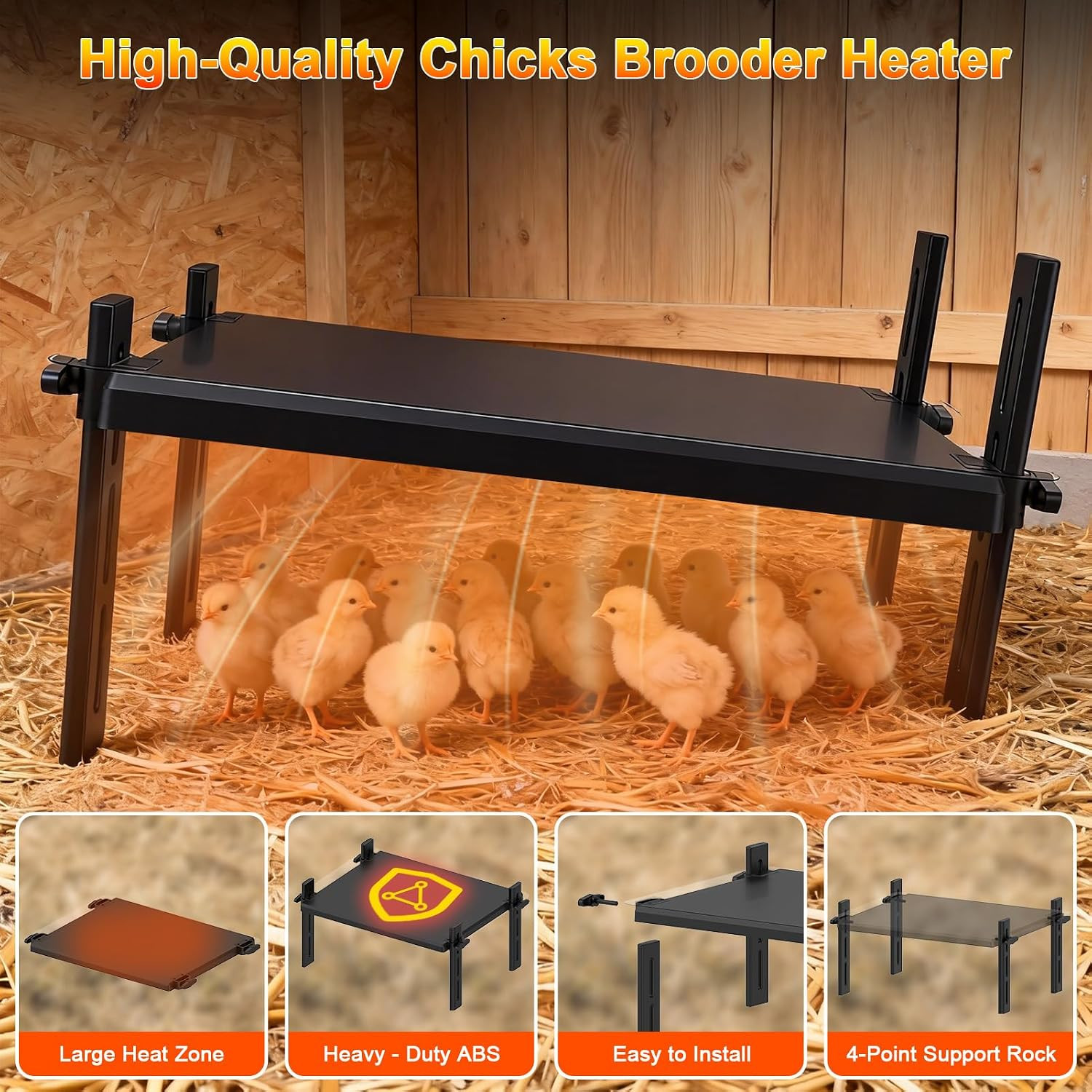 15" x 12.6" Large Chicks Brooder Heater for 20 Chicks - 49W Height & Angle Adjus