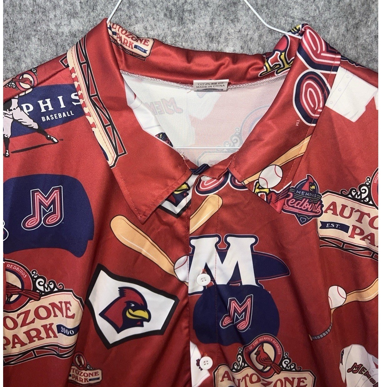 Memphis Redbirds MiLB Baseball Hawaiian Camp Shirt Men XL Logo Promo BWM