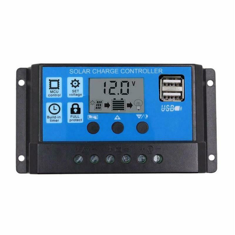10A 20A 30A Solar Charge Controller 12V 24V PWM Regulator Battery Solar LCD USB