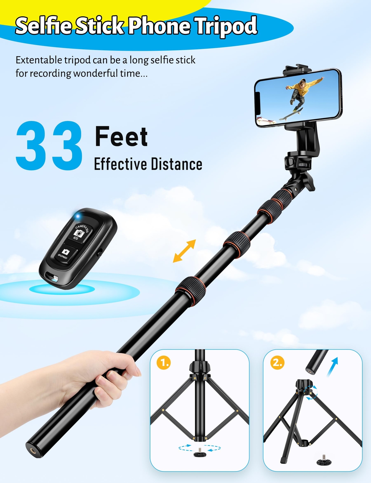 Cell Phone Tripod Stand for Travel Video Recording Vlog with Remote Control