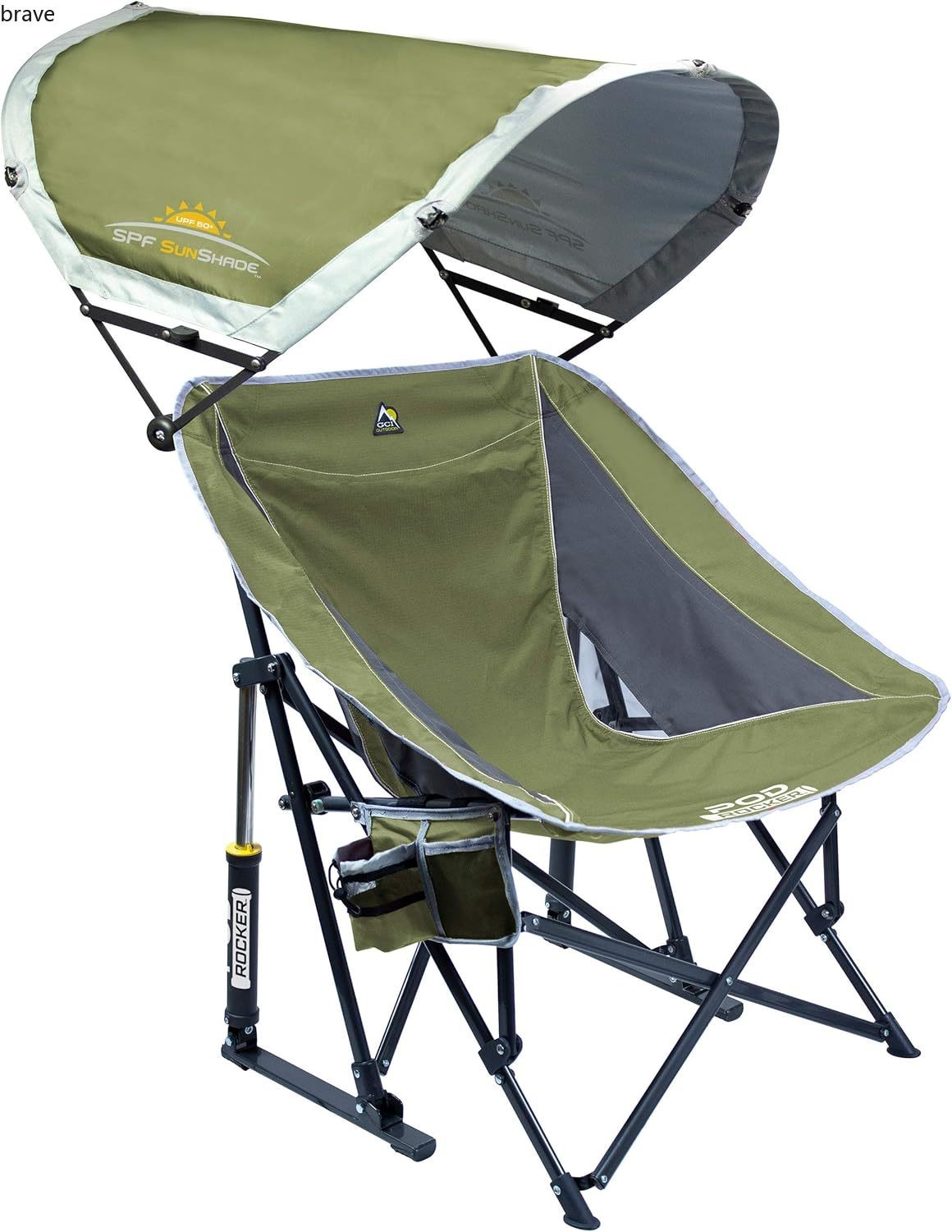 GCI Outdoor Pod Rocker Outdoor Rocking Chair with SunShade Canopy,Loden Green