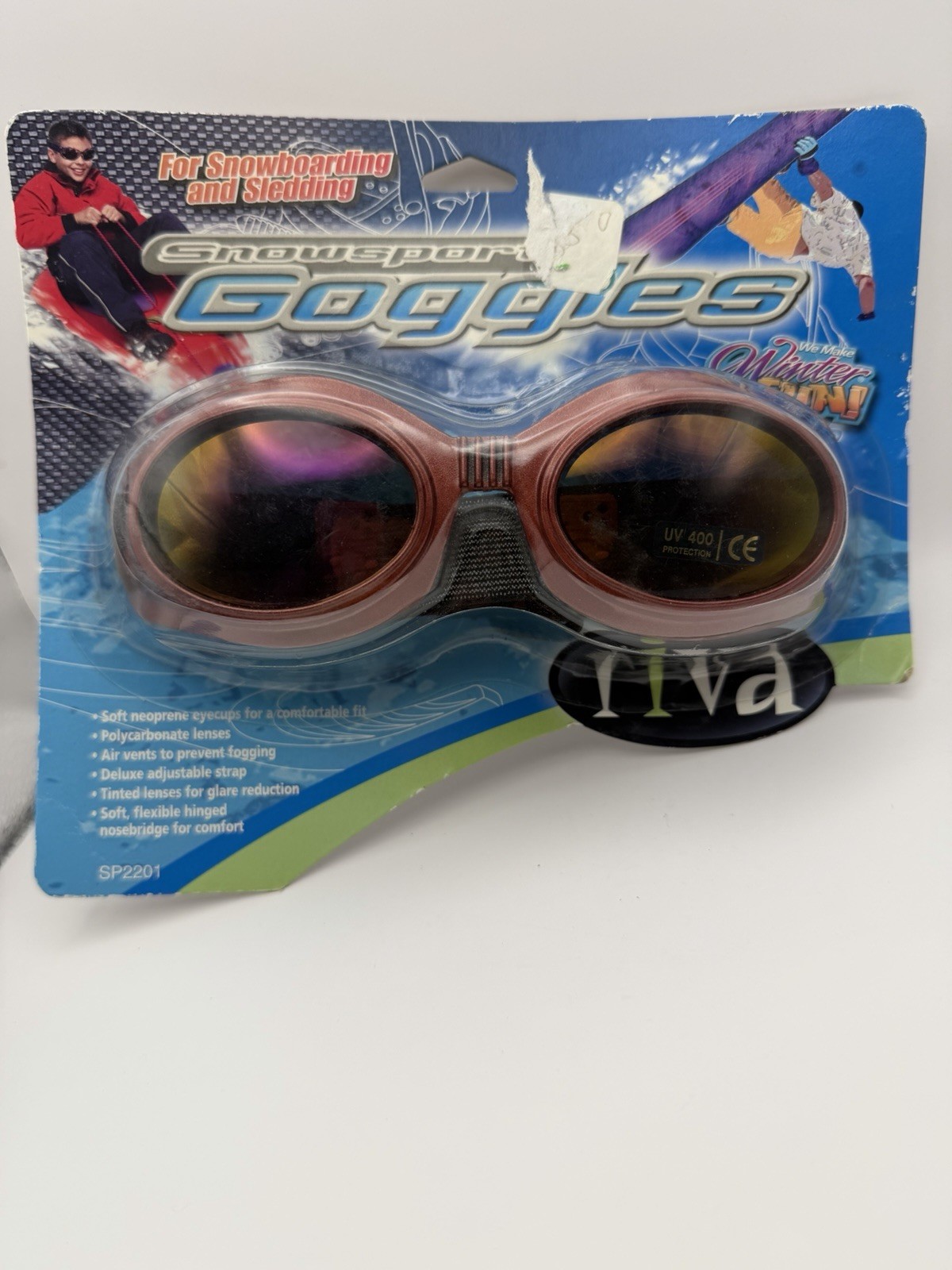 RIVA Snowsport Goggles UV400 Polycarbonate Lens~BURGUNDY~Ski~Sled~Snowboard~ NIB