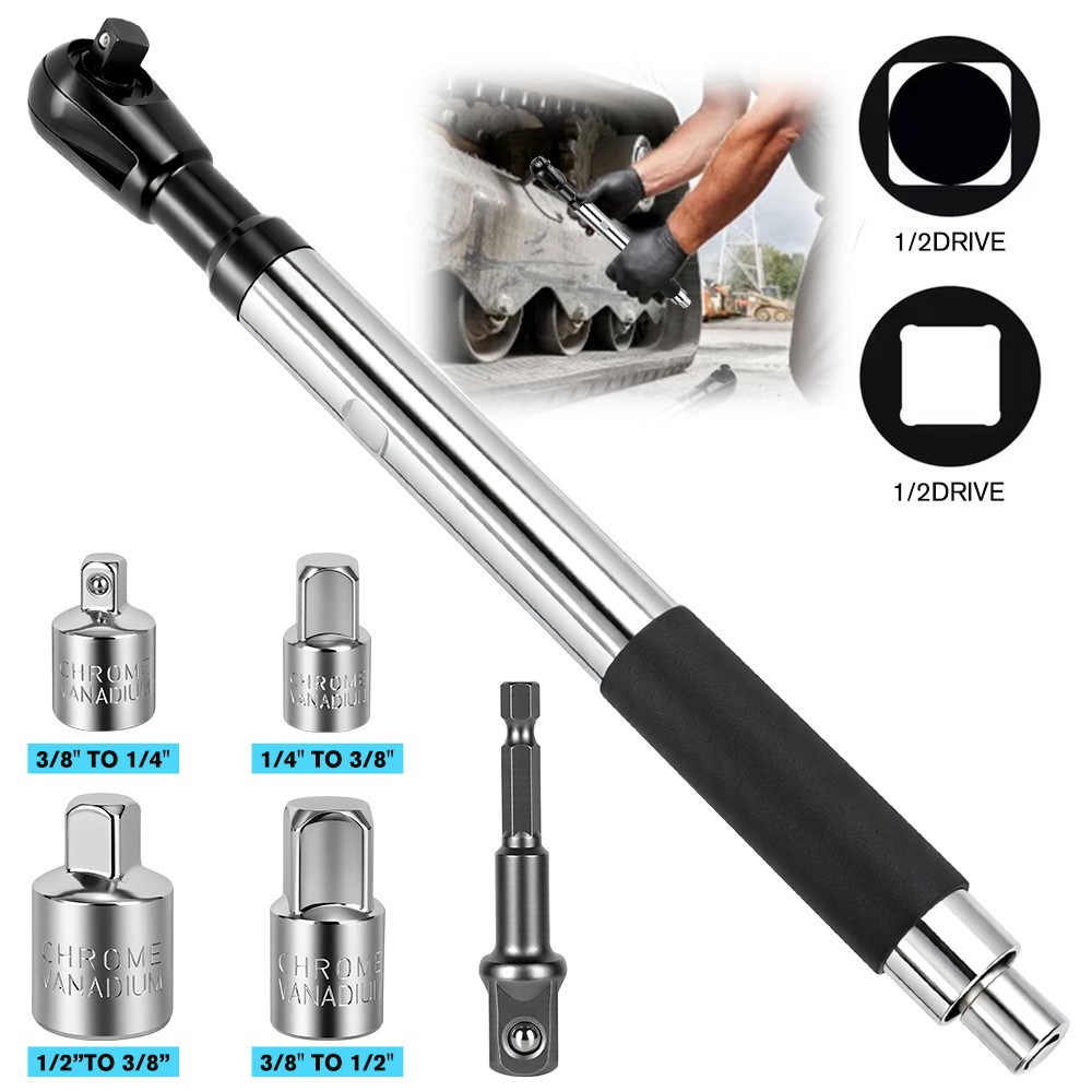 1/2" Offset Extension Wrench, Impact Ratchet Extender for Electric Drill Adapter