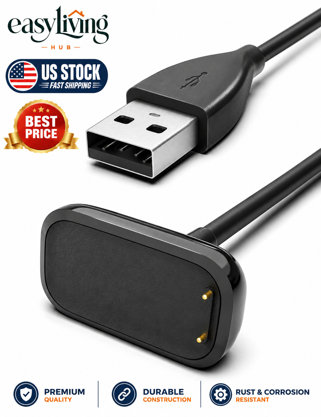 Charger for Fitbit Charge 6/5/Luxe Smartwatch Charger 3.3Ft USB Magnetic