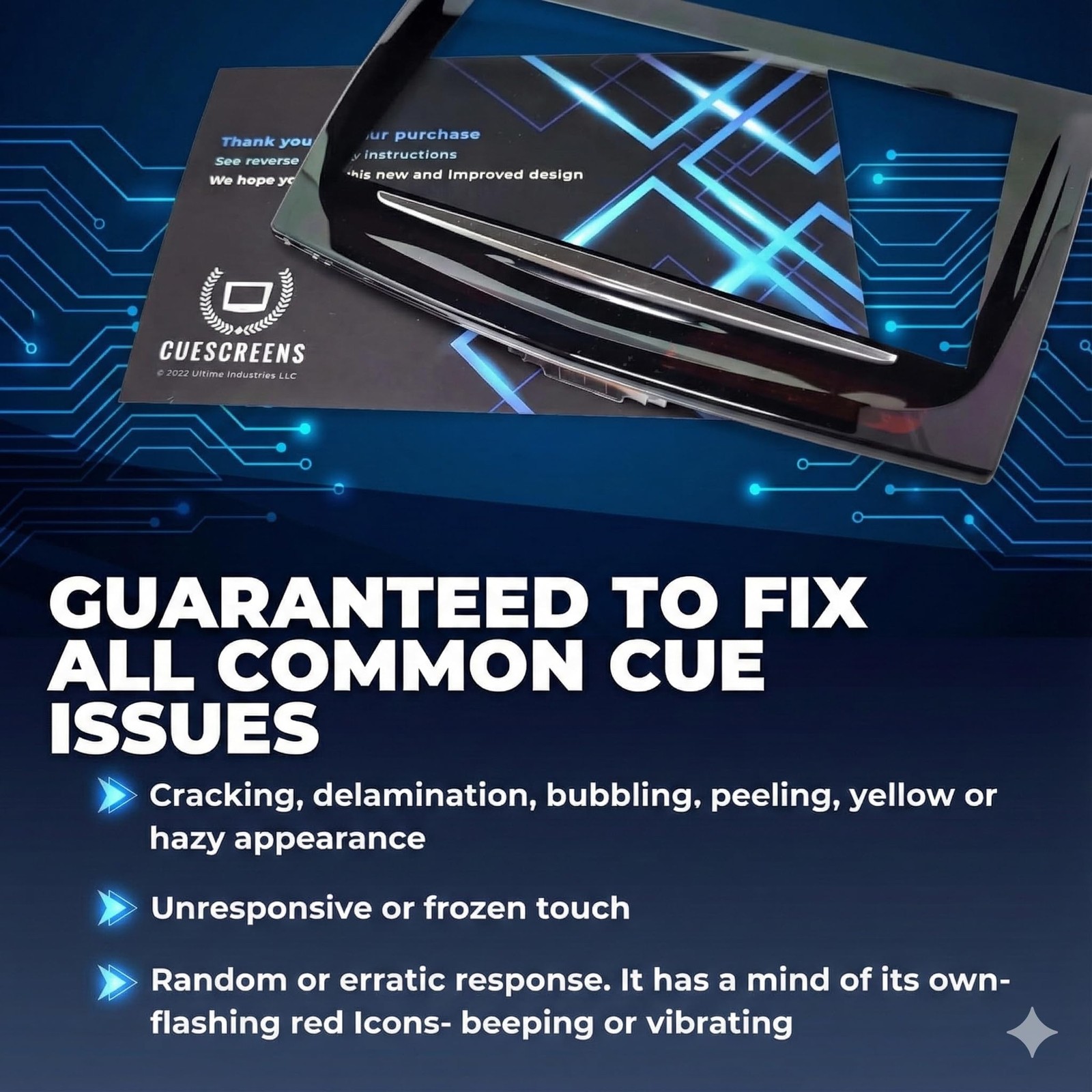 Cadillac CUE Touch Screen Replacement for 2013-2020 OEM-Style Digitizer