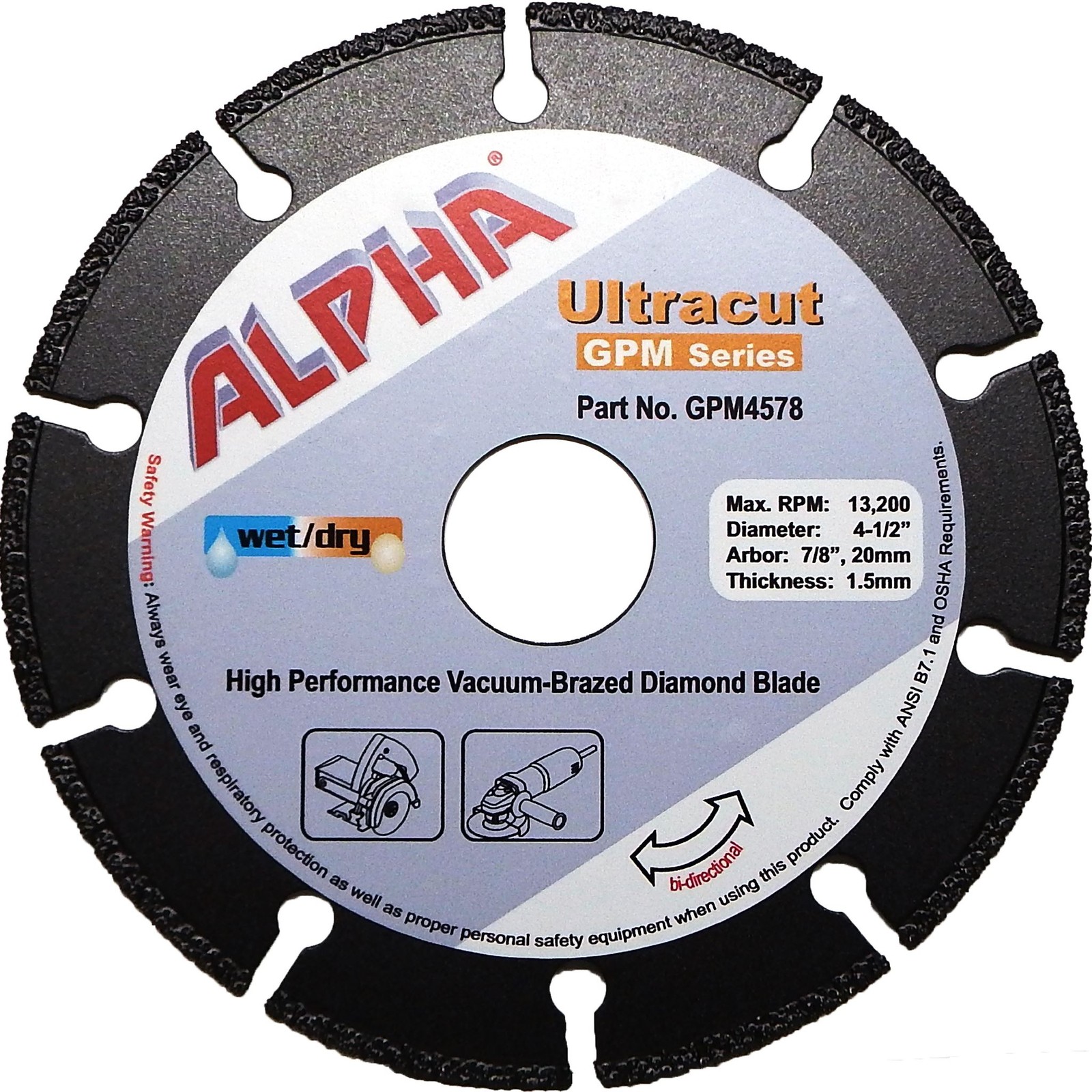 Alpha Professional Tools Ultracut GPM 4-1/2"- GPM4578