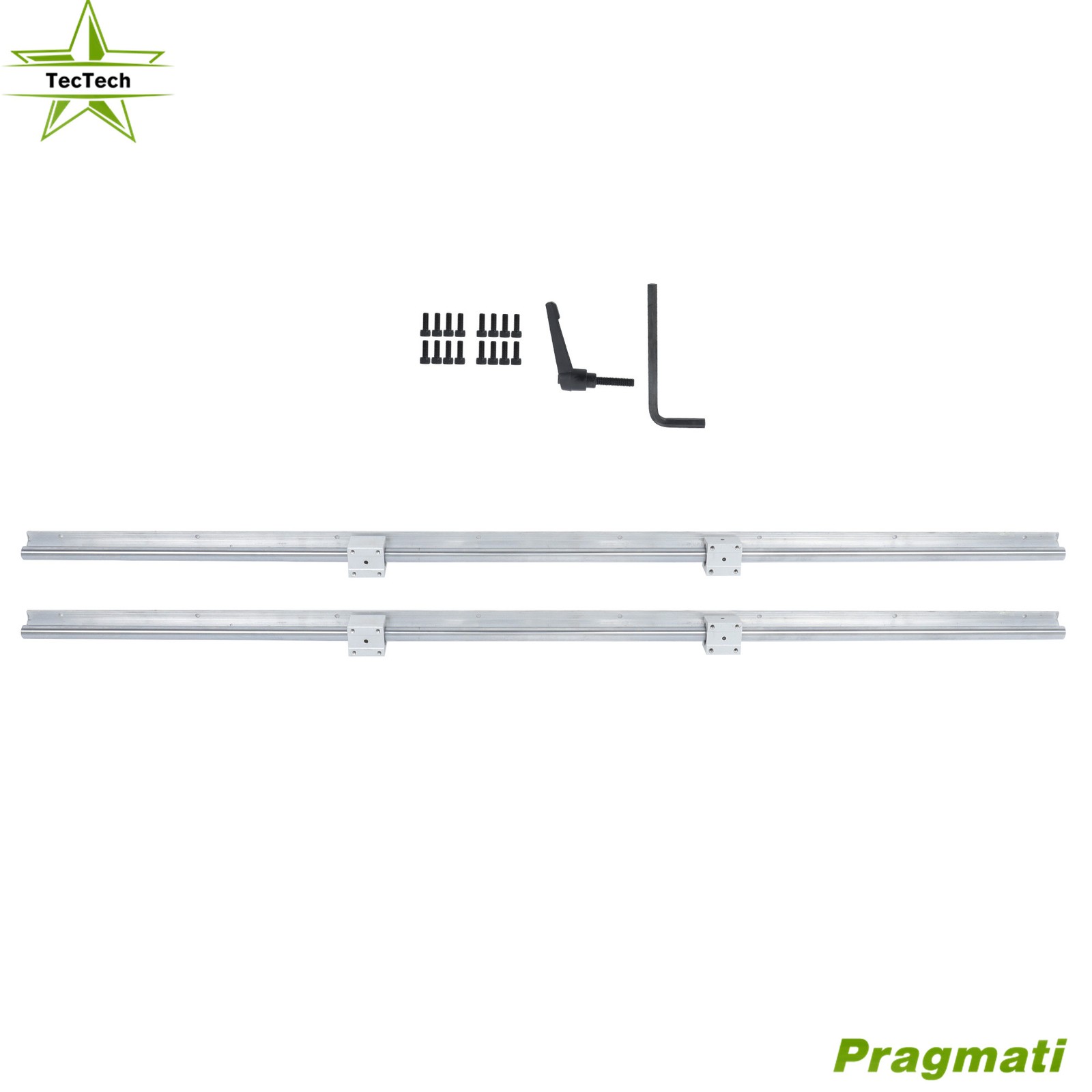 2Pcs SBR20-1500mm Linear Rail,4Pcs SBR20UU Blocks Bearing M6  screw holes Silver