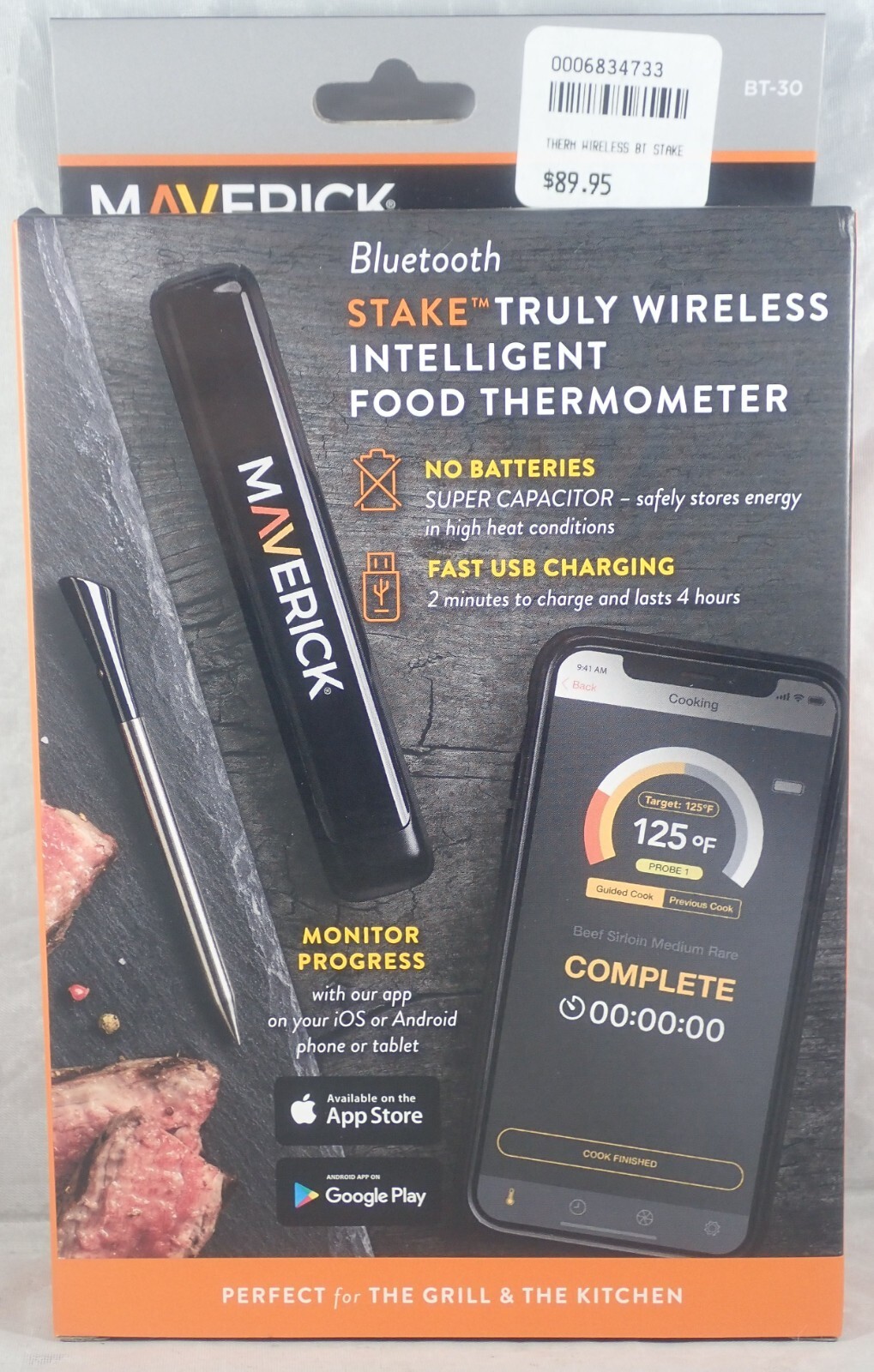 NIB MAVERICK BT-30 BLUETOOTH TRULY WIRELESS INTELLIGENT FOOD THERMOMETER $89.95