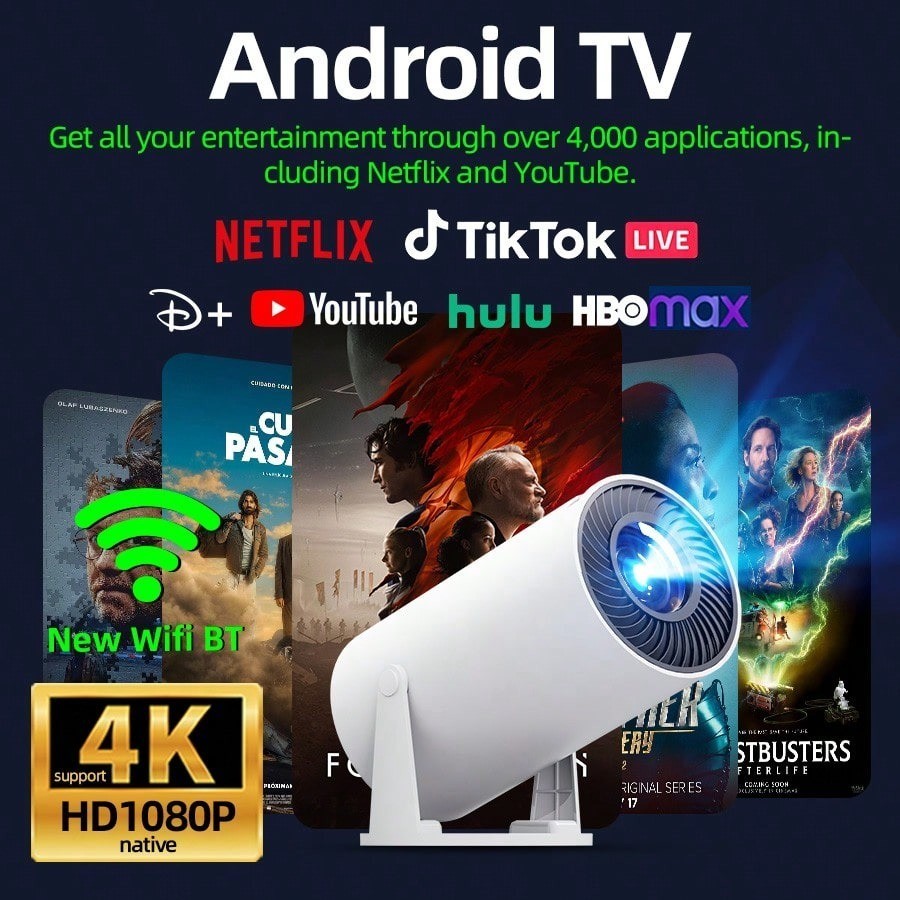 1080P WiFi Projector 3000 Lumen LCD Home Cinema With Built In Speakers