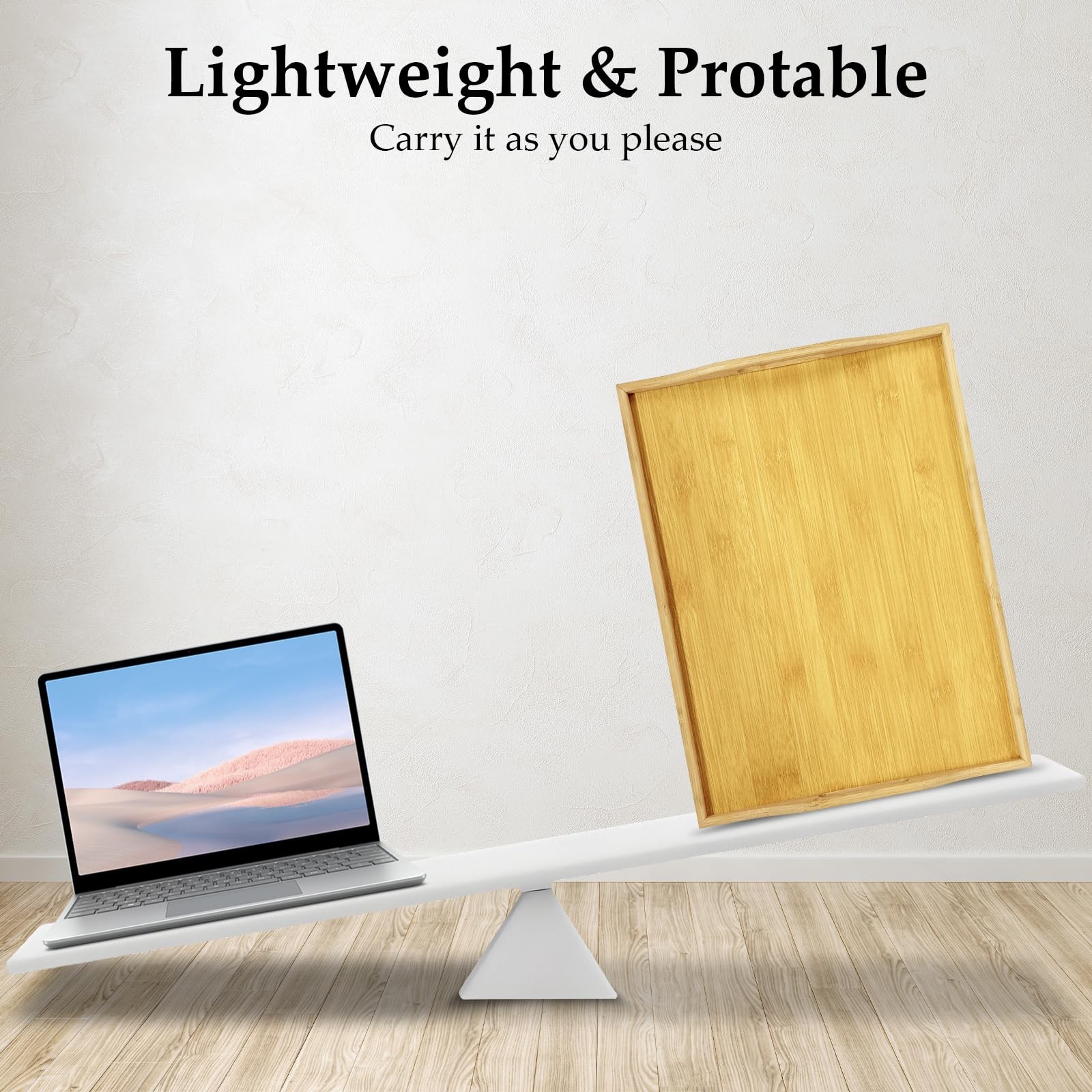 Bamboo Bed Tray Table with Foldable Legs & Handles - Portable Breakfast Table...