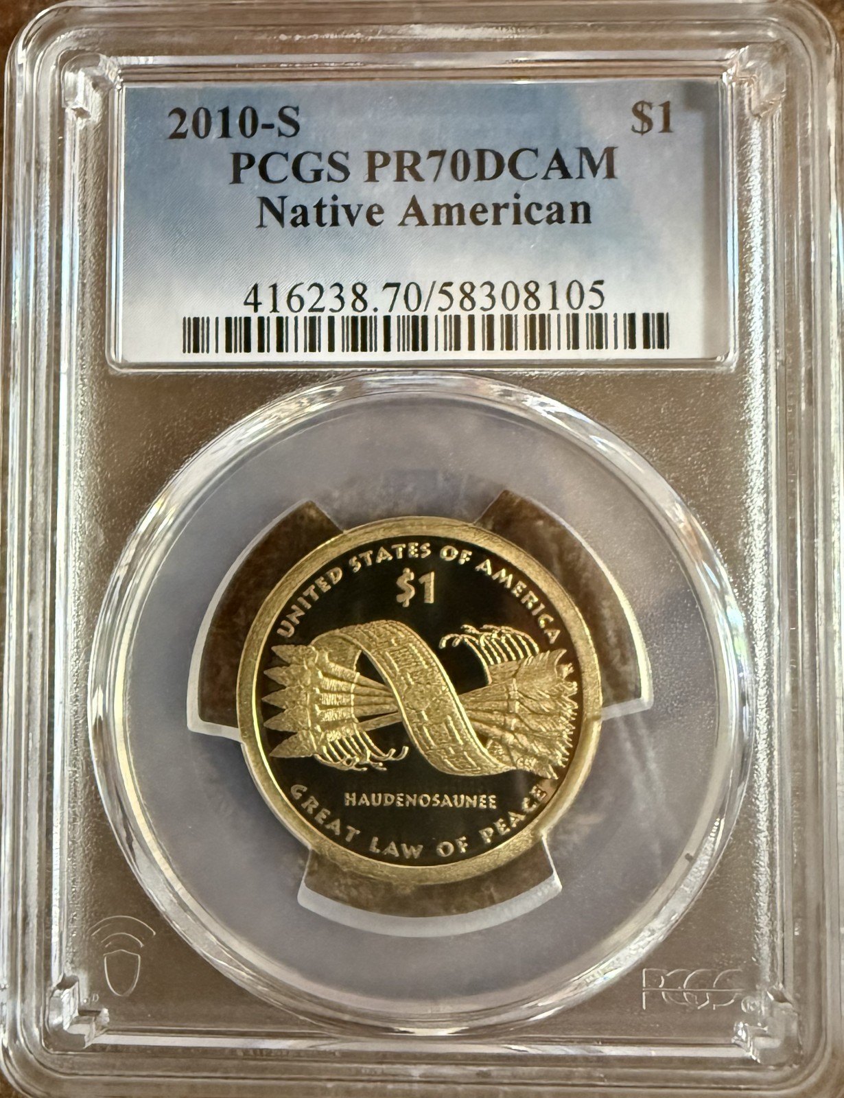 2010-S Native American Dollar PCGS PR70DCAM Great Law of Peace Perfect Proof