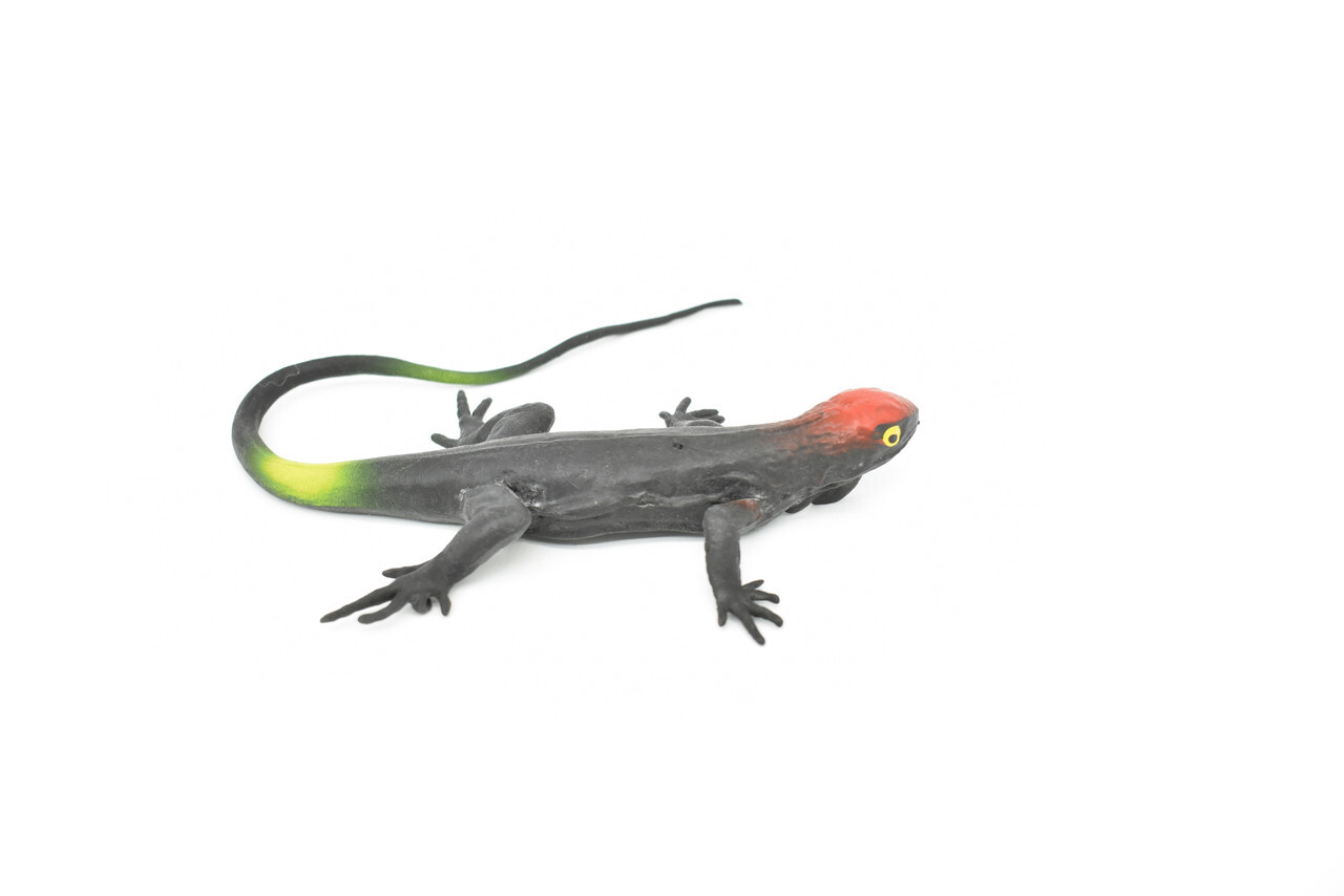 Lizard, Black with Red Head, Rubber Toy, Realistic Figure, Model, 10" CWG43 B183