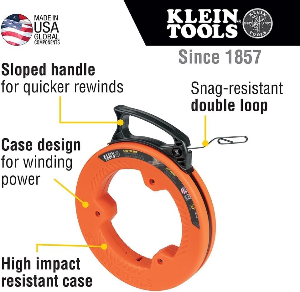 Klein Tools 56331 50ft Steel Fish Tape