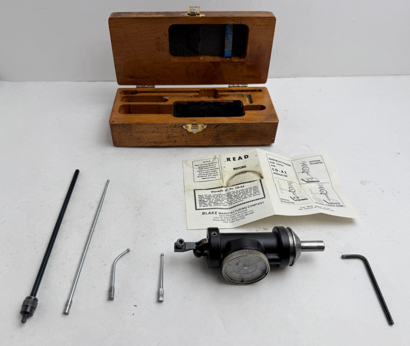 Blake Co-Ax indicator set with wood case .0005 Machinist Tools