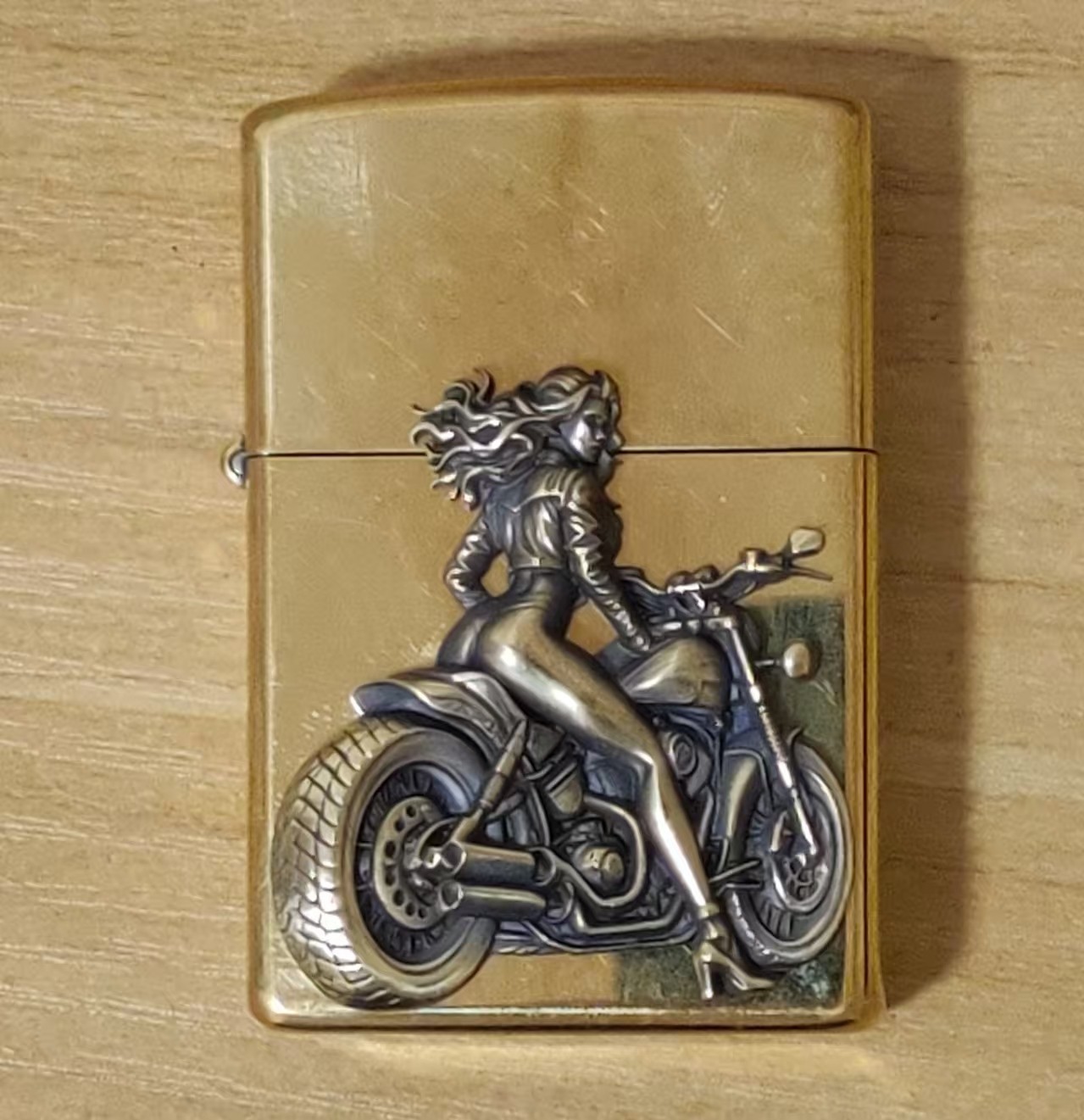 1 piece Lighter accessories Brass motorcycle girl DIY sticker