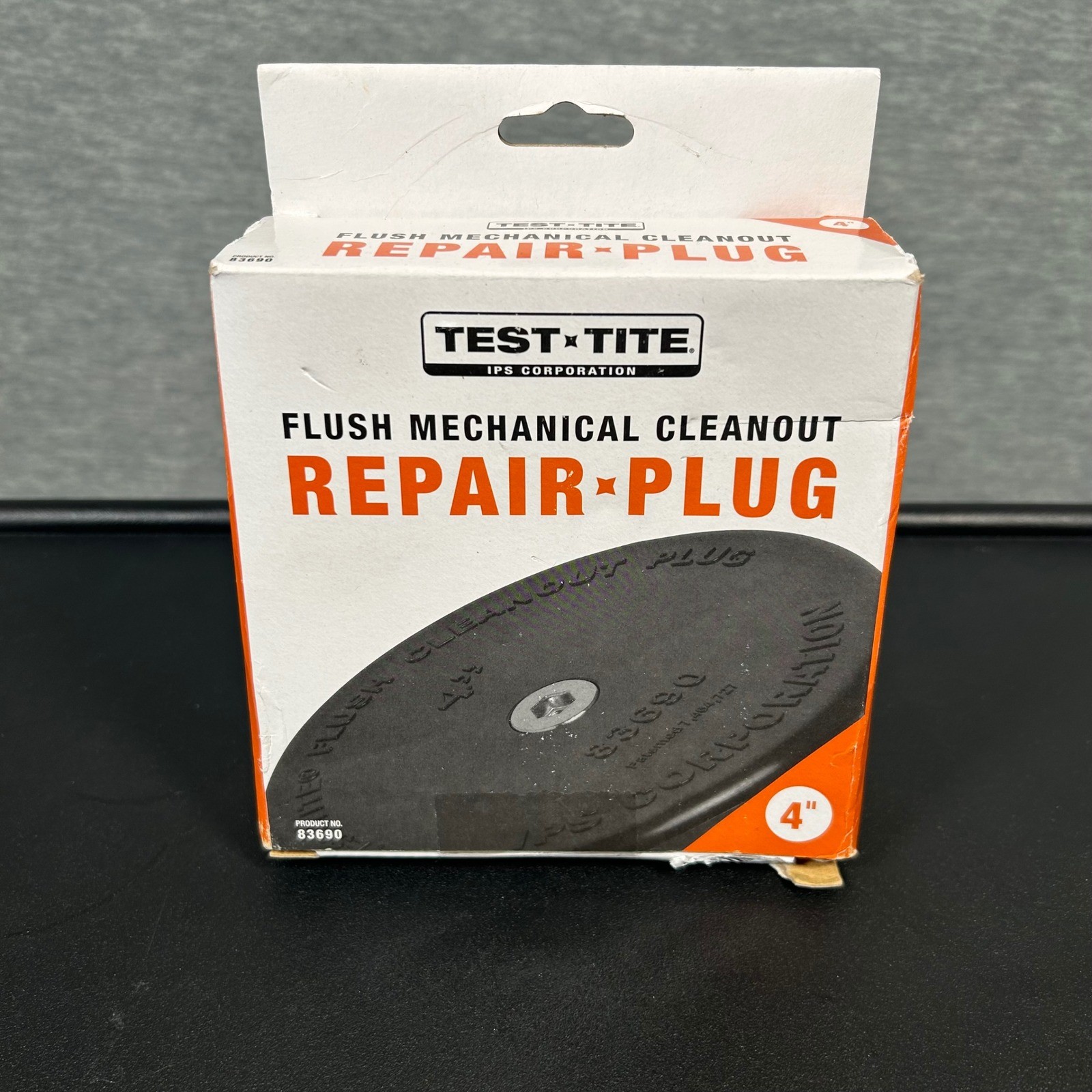Test-Tite Flush Mechanical Cleanout Repair Plug 4 Inch Black - NEW OPEN BOX