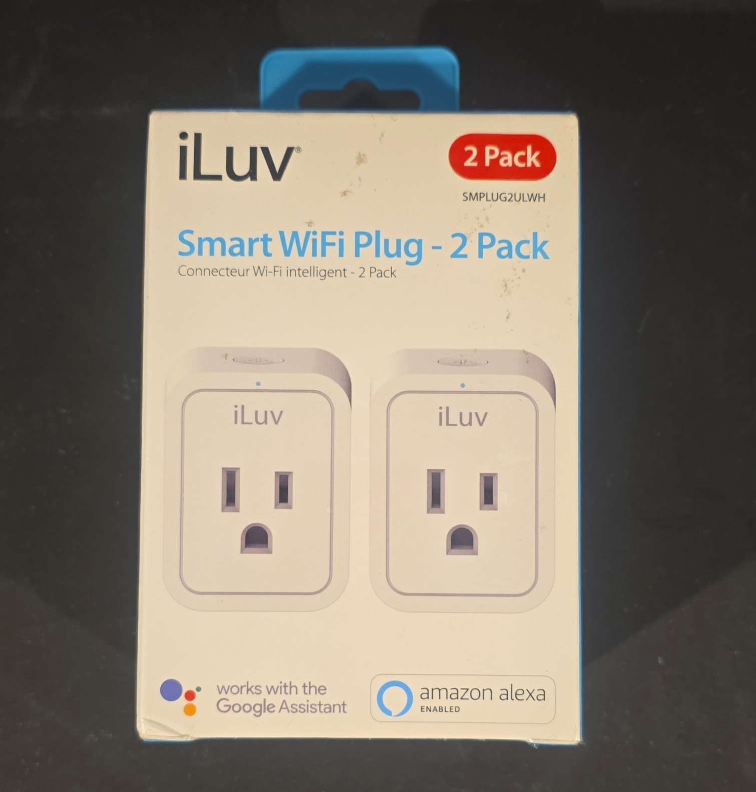 iLuv Smart WiFi Plug 2 Pack White 15A 1875W Alexa Google SMPLUG2UWH