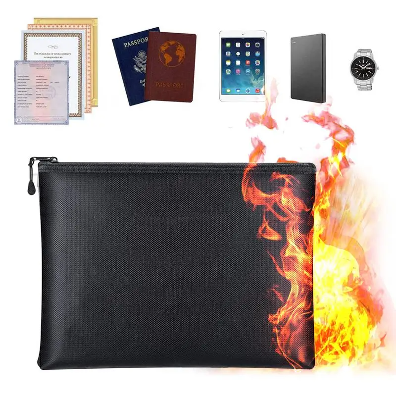 2000℉ Fireproof Document Pouch Fire Proof Money File Bag Waterproof Safe Cash