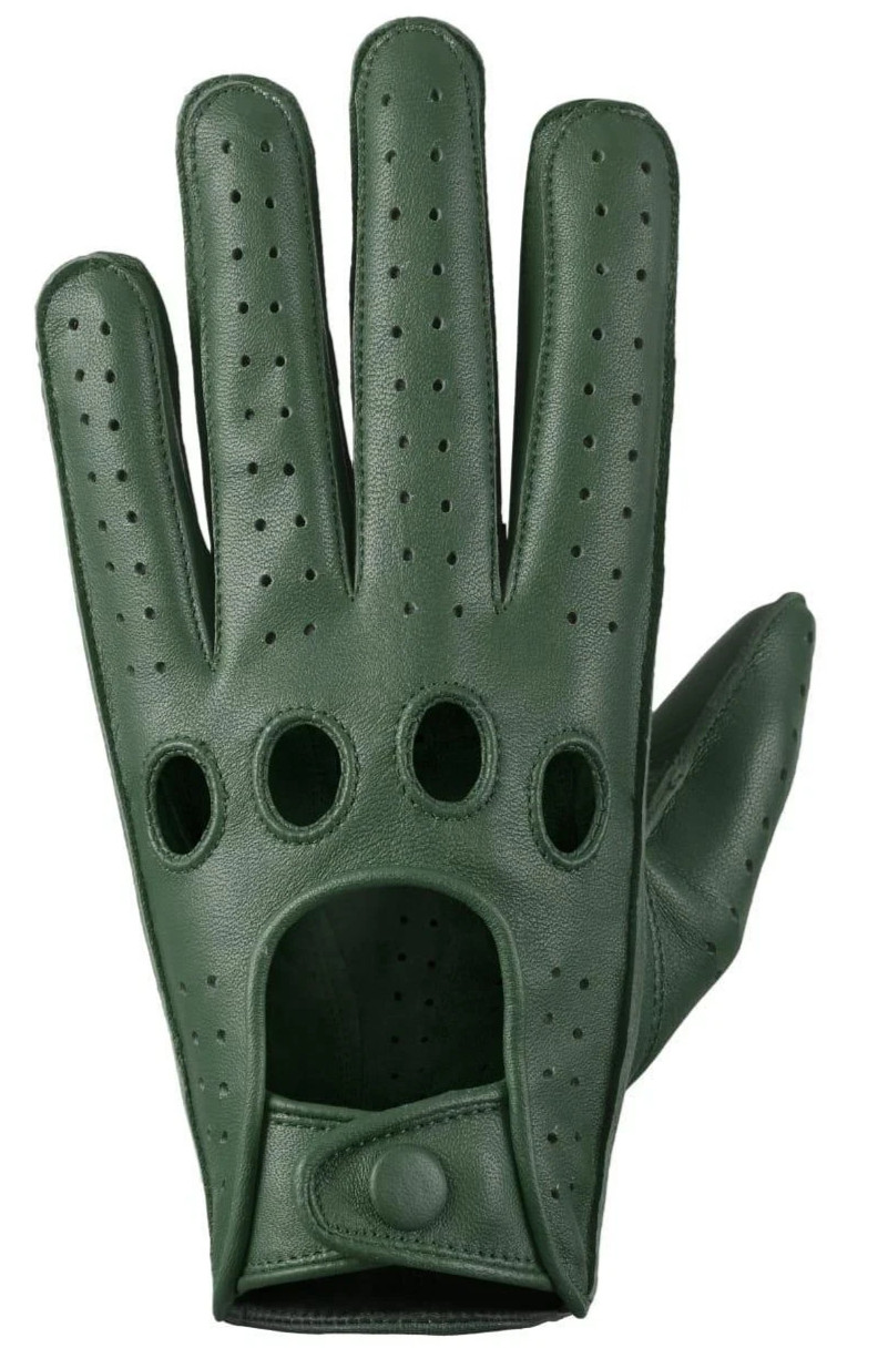 Men's Lambskin Real Chauffer Leather Gloves Green Size XL