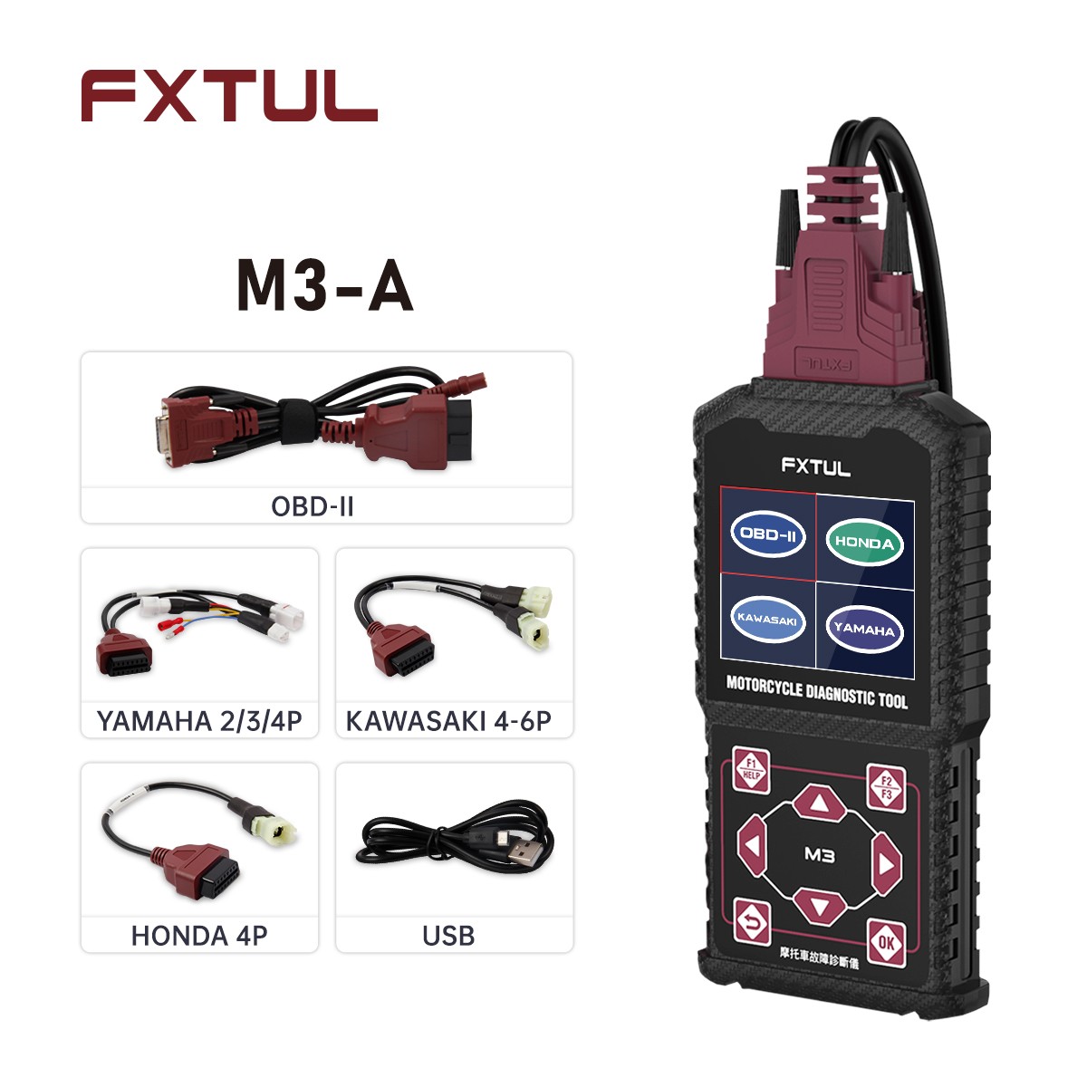 OBD2 Motorcycle Fault Code Reader Diagnostic Scanner For Honda Yamaha Kawasaki