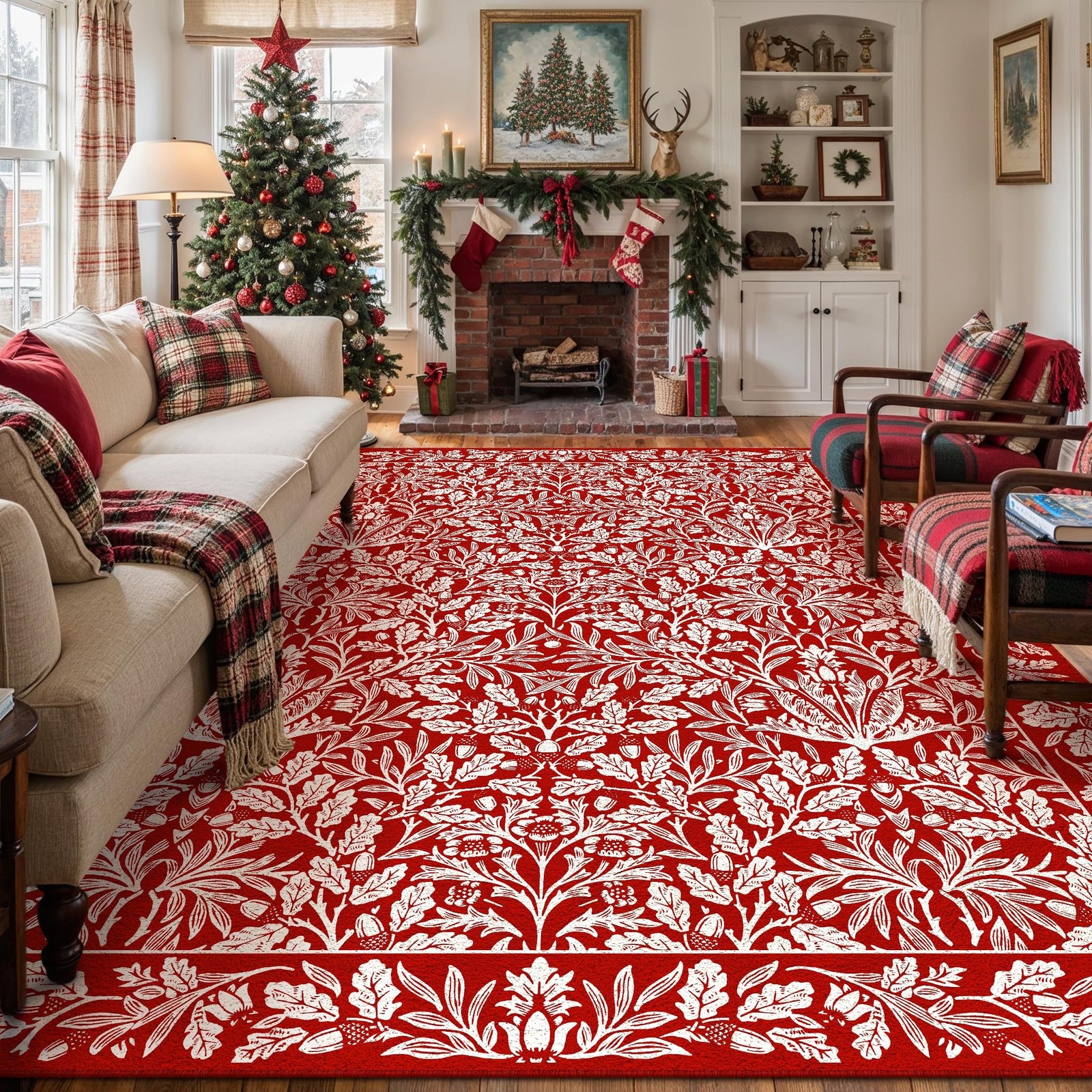HUGEAR Vintage Area Rug 8x10 Floral Living Room Rugs Large Machine Washable L...