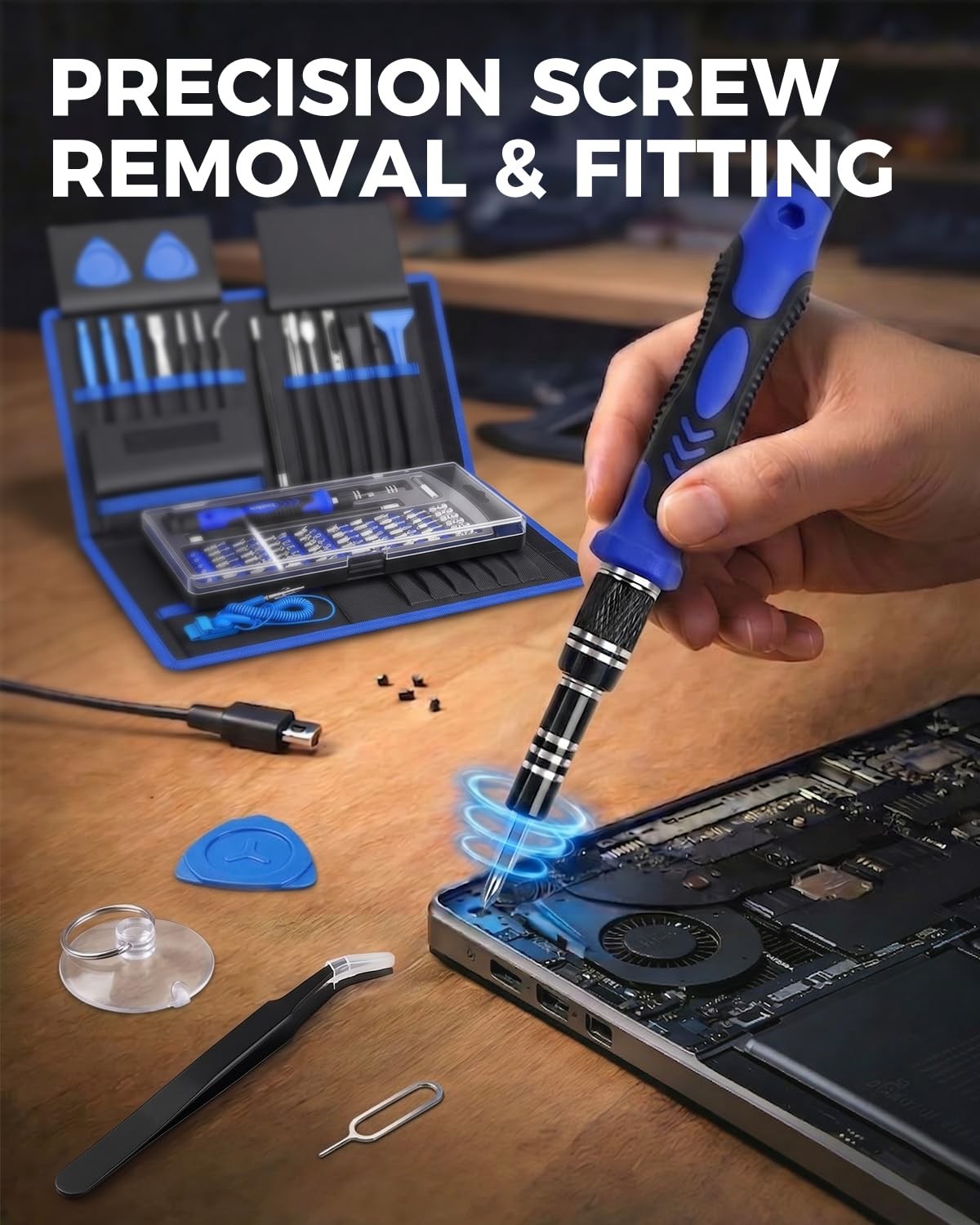 80 IN 1 Professional Computer Repair Tool Kit, Precision Small, Blue