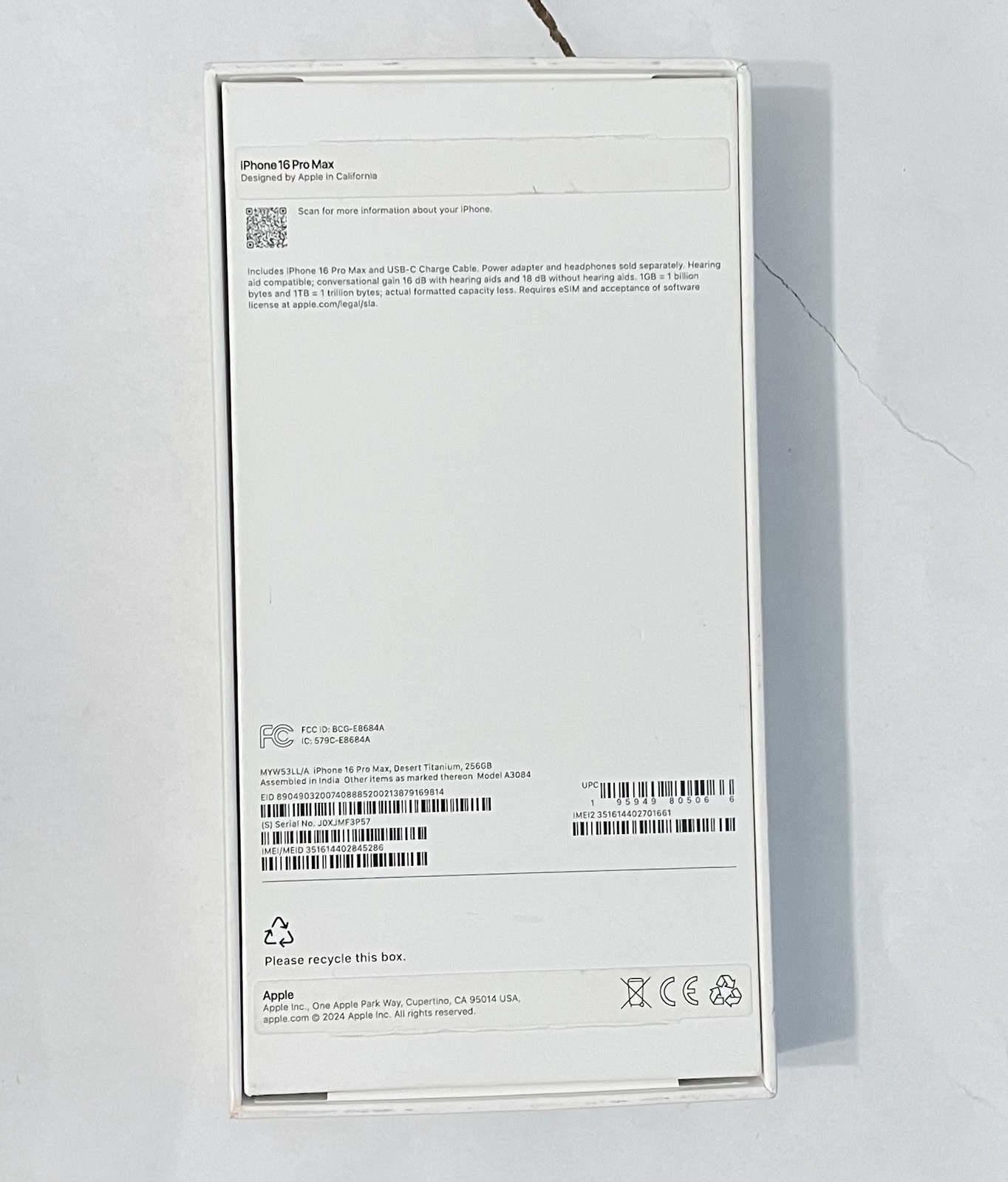 Apple iPhone 16 Pro Max Desert Titanium 256GB Smartphone BOX ONLY