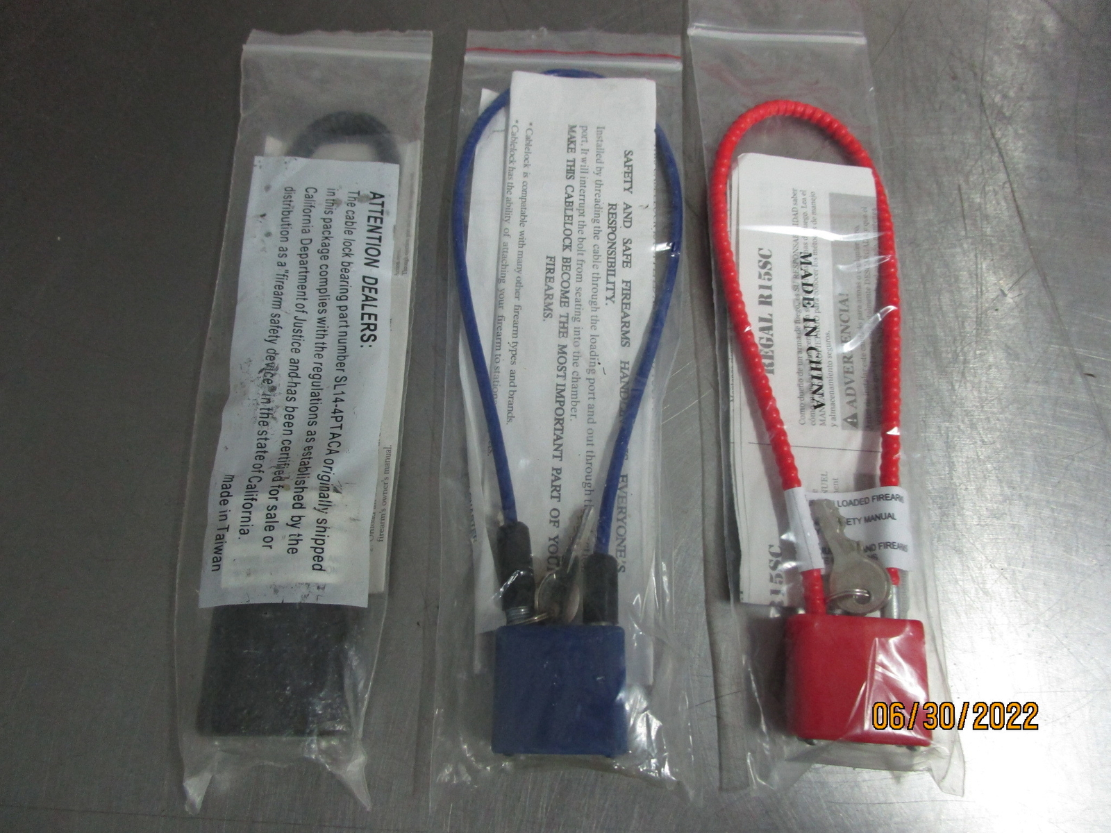3 Cable Gun Locks NOS