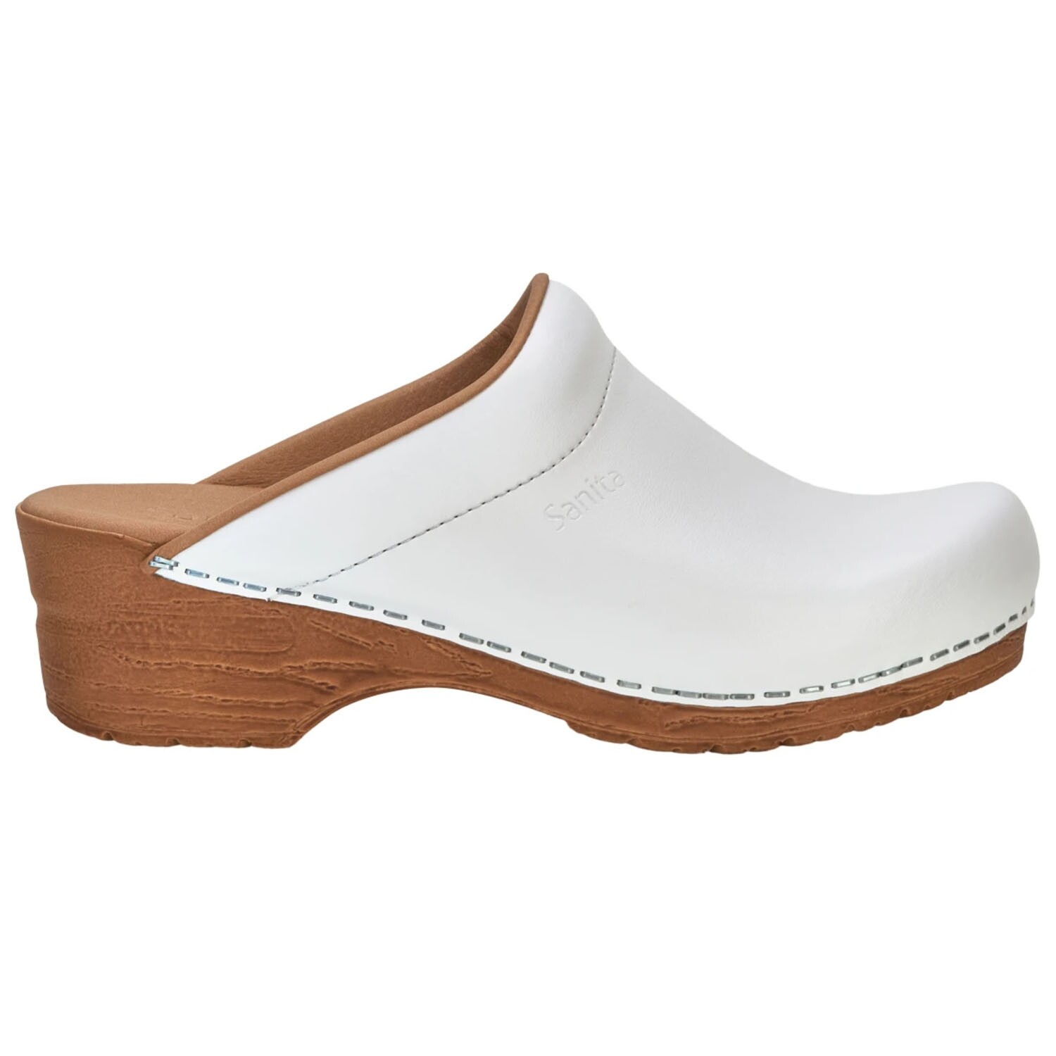 Sanita Sandra Open PU Clogs in White (473047)