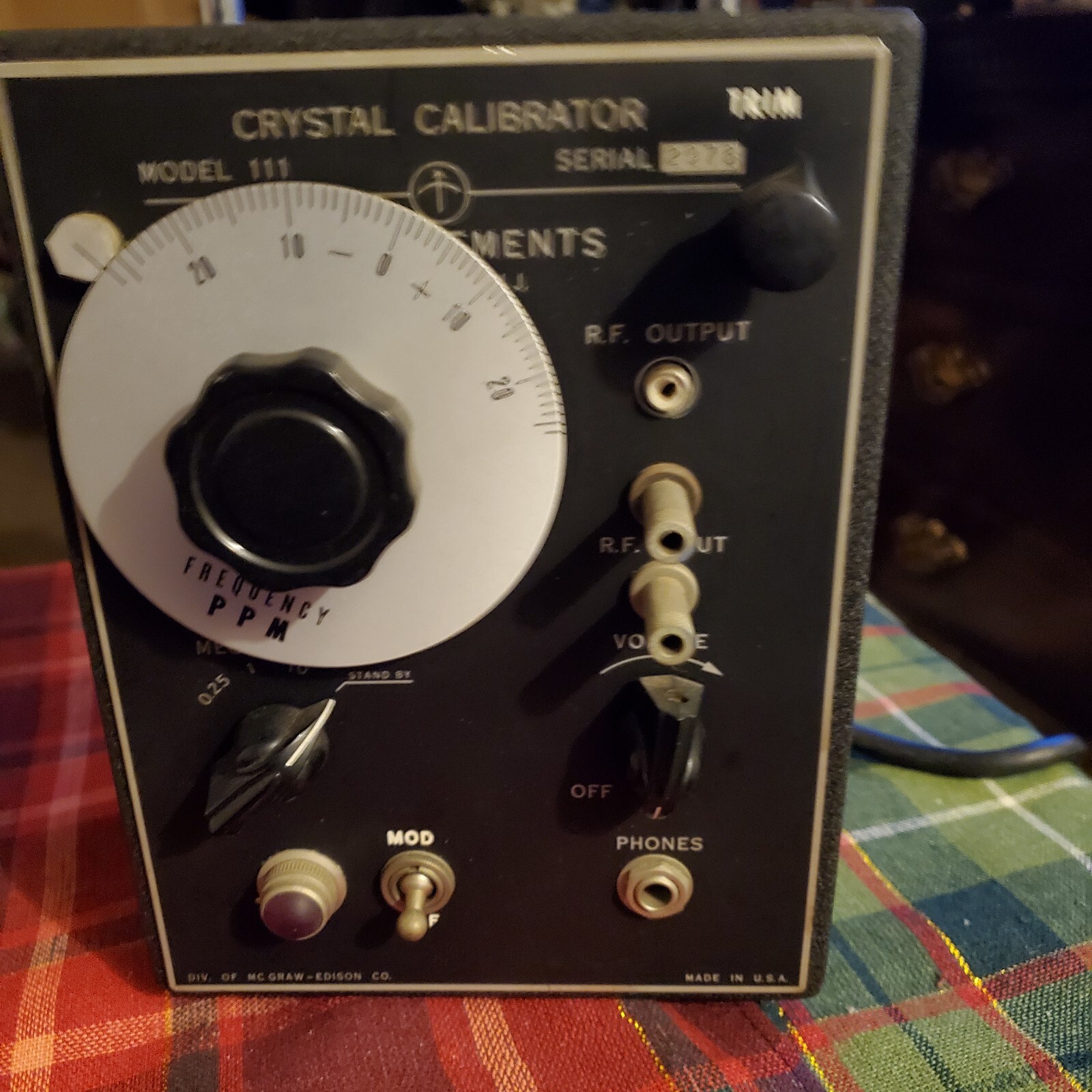 Mcgraw Edison Vintage Model 111 Crystal Calibrater Collectors Item