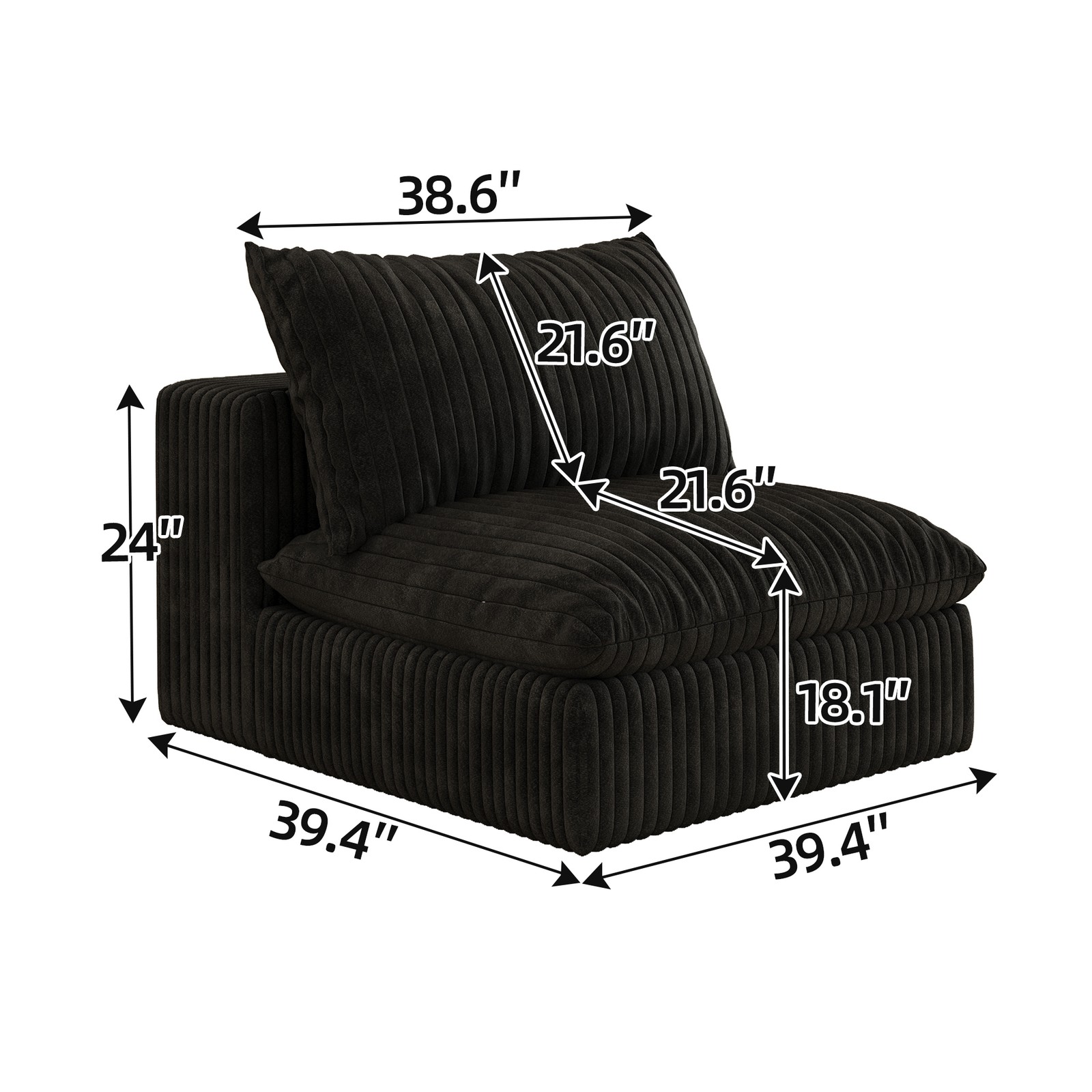 Cloud Sofa,Corduroy Fabric,Deep Seat Couches,Double-layer design,Removable Cus