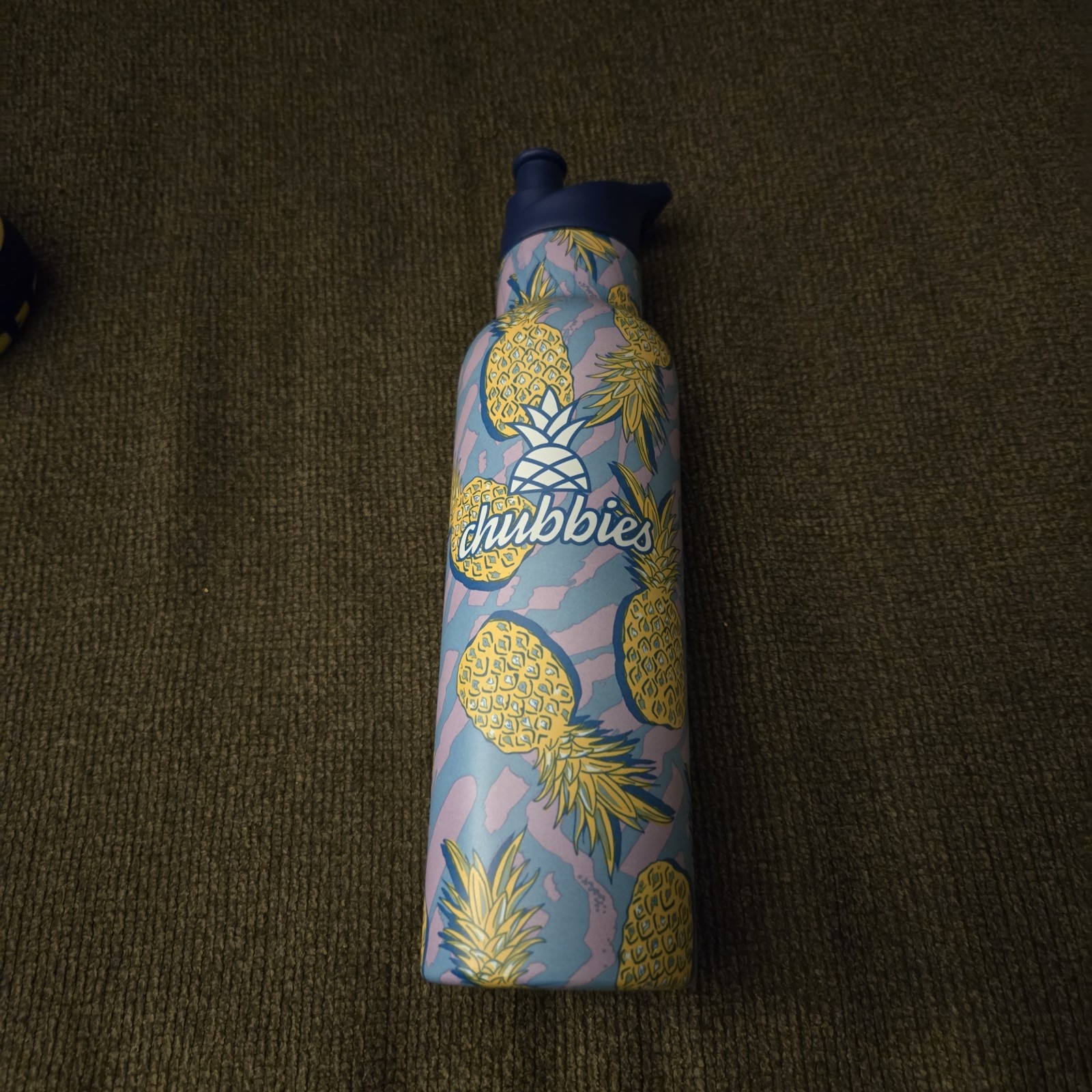 Chubbies Water Bottle Insulated Stainless Blue & Purple/Pink Pineapple Print