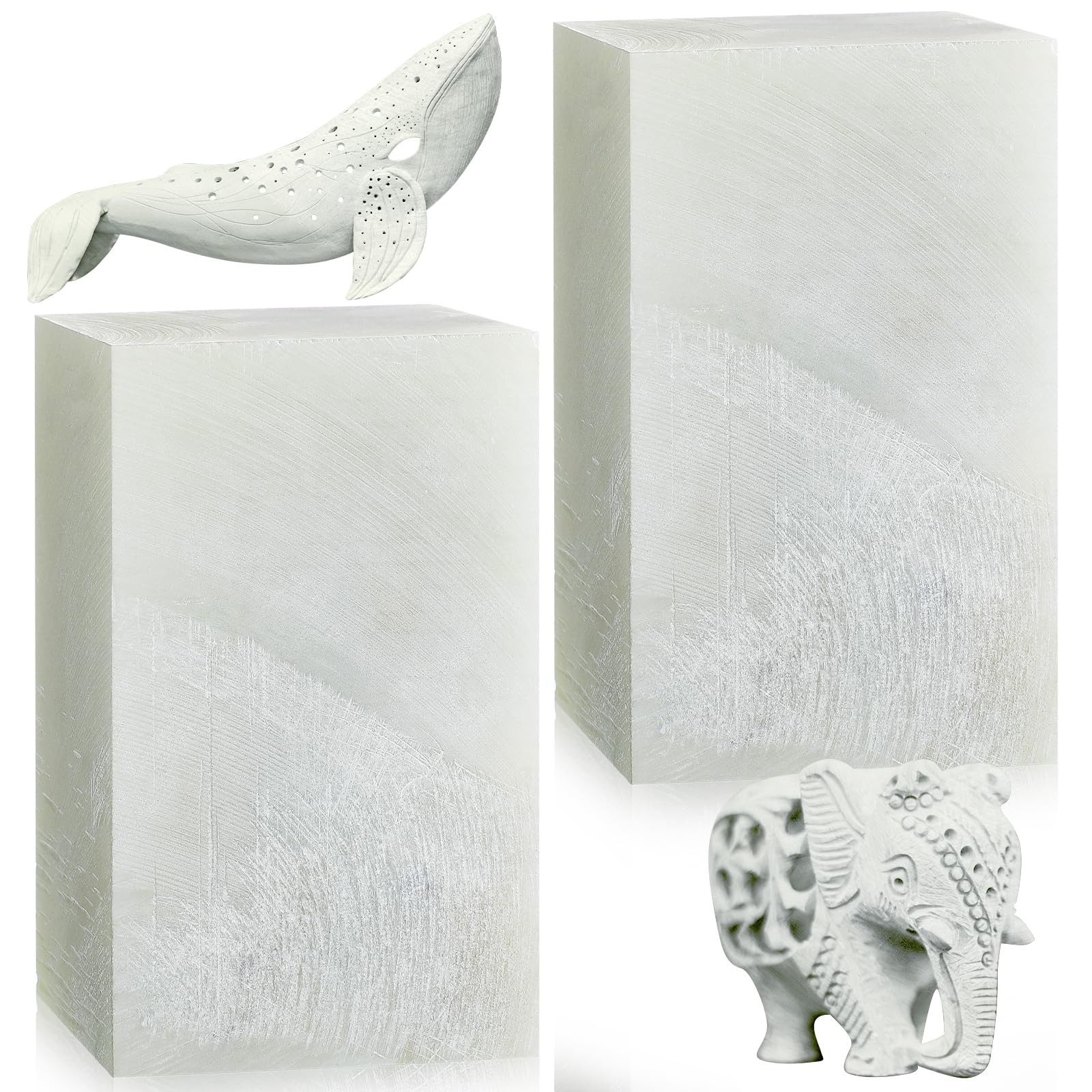 2 Pcs Soapstone for Carving Block, 5 x 3 x 3 Inch, Soapstone Sculpture Carvin...