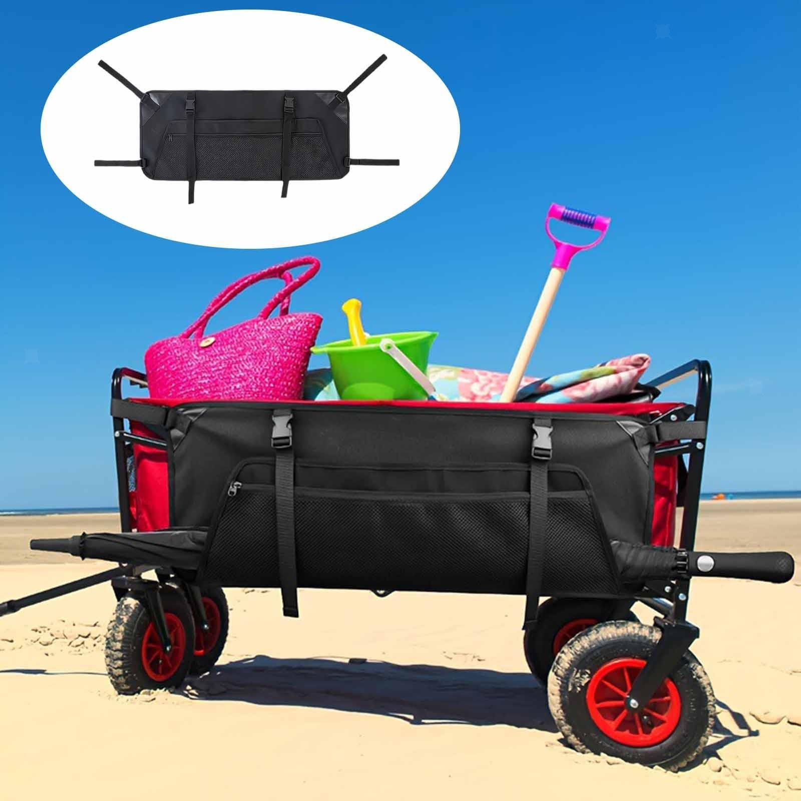 Foldable Wagon Side Pocket Backyard Trolley Cart Beach Accessories Organizer