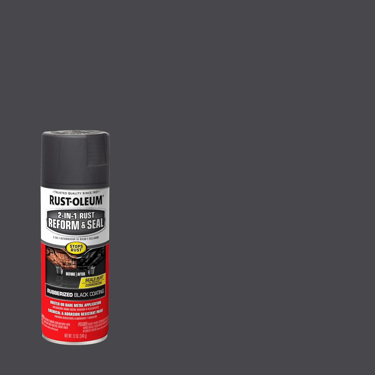 Rust-Oleum Stops Rust 2-In-1 Rust Reform & Seal Coating Spray, Black, Rubberized