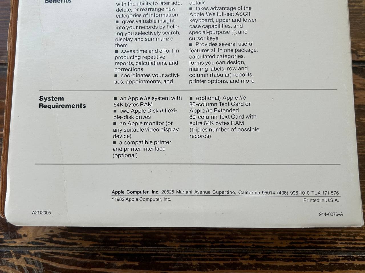 Apple II Quick File II Software with Disks. Manuals. Box. 1982 year