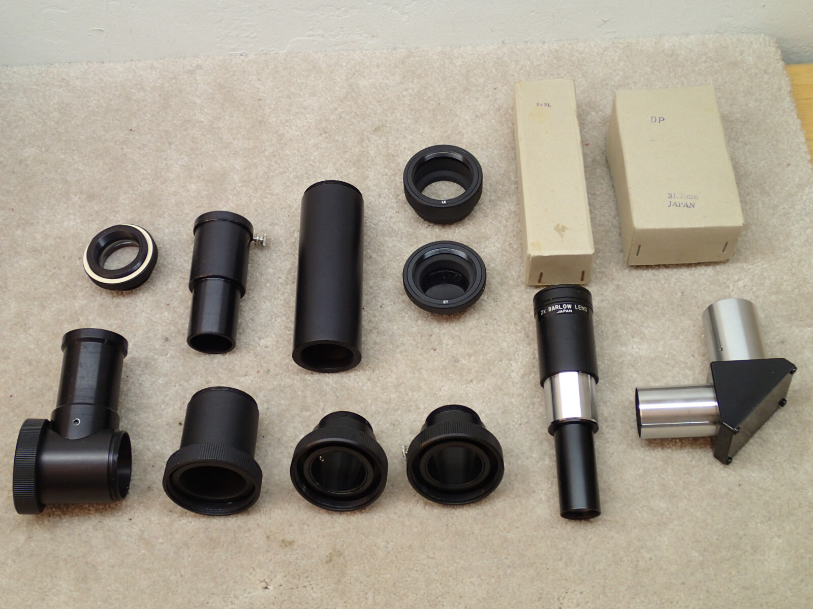 Telescope Mixed Lot of Vintage Parts Adapters Tubes 2X Barlow 1.25