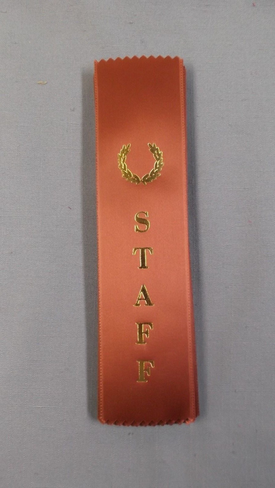STAFF tan ribbon with gold foil letters lot of 6 wreath