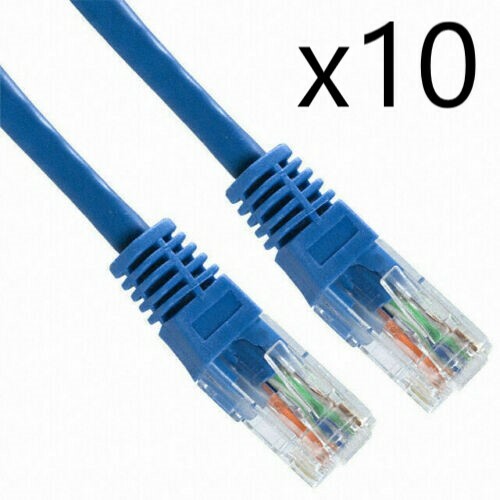 10 Pack Lot - 25ft CAT5e Ethernet Network LAN Router Patch Cable Cord Wire Blue